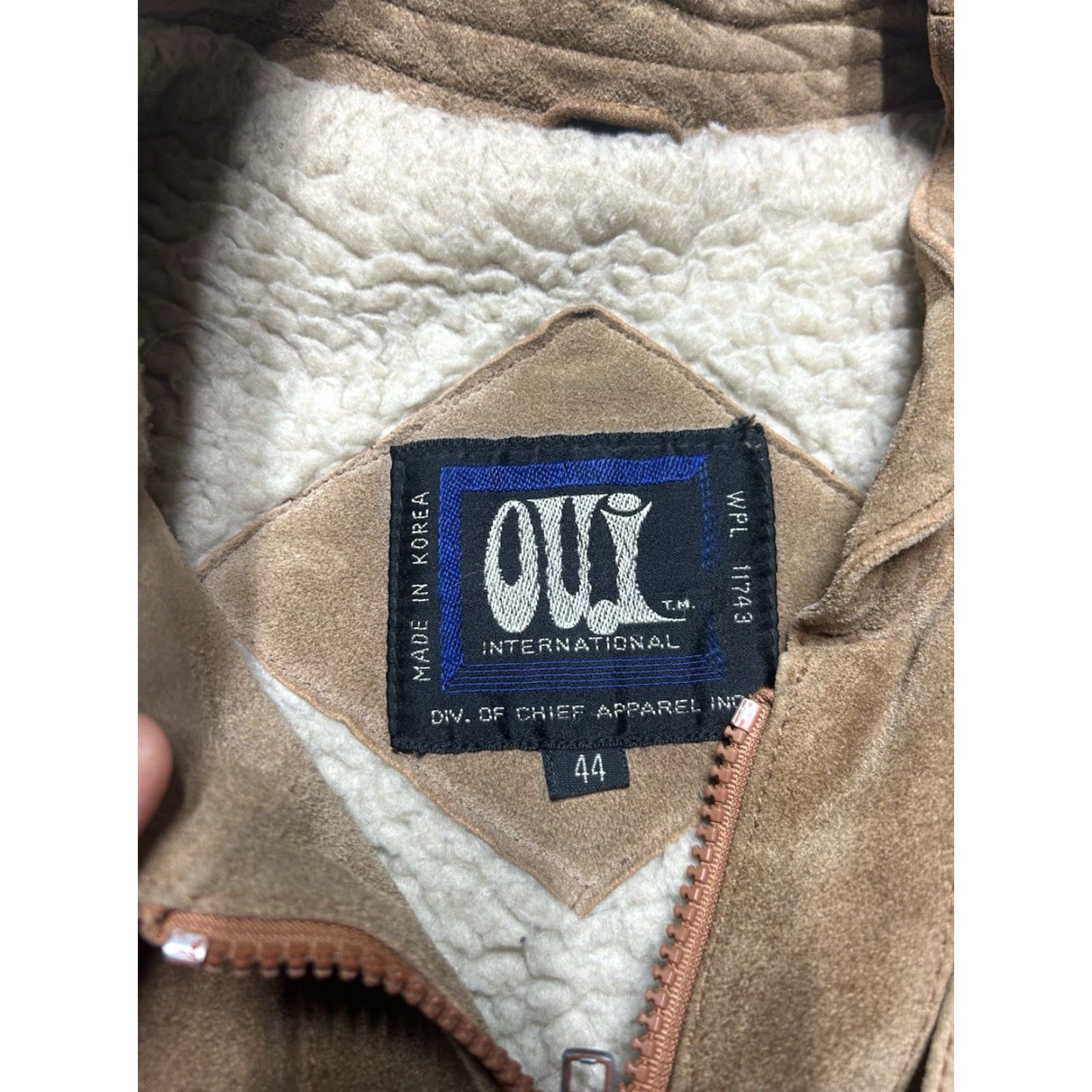 Vintage VINTAGE Flight Bomber Jacket Leather Suede 80s Oui brown Men L Large Sherpa lined 44 Size US L / EU 52-54 / 3 - 7 Thumbnail