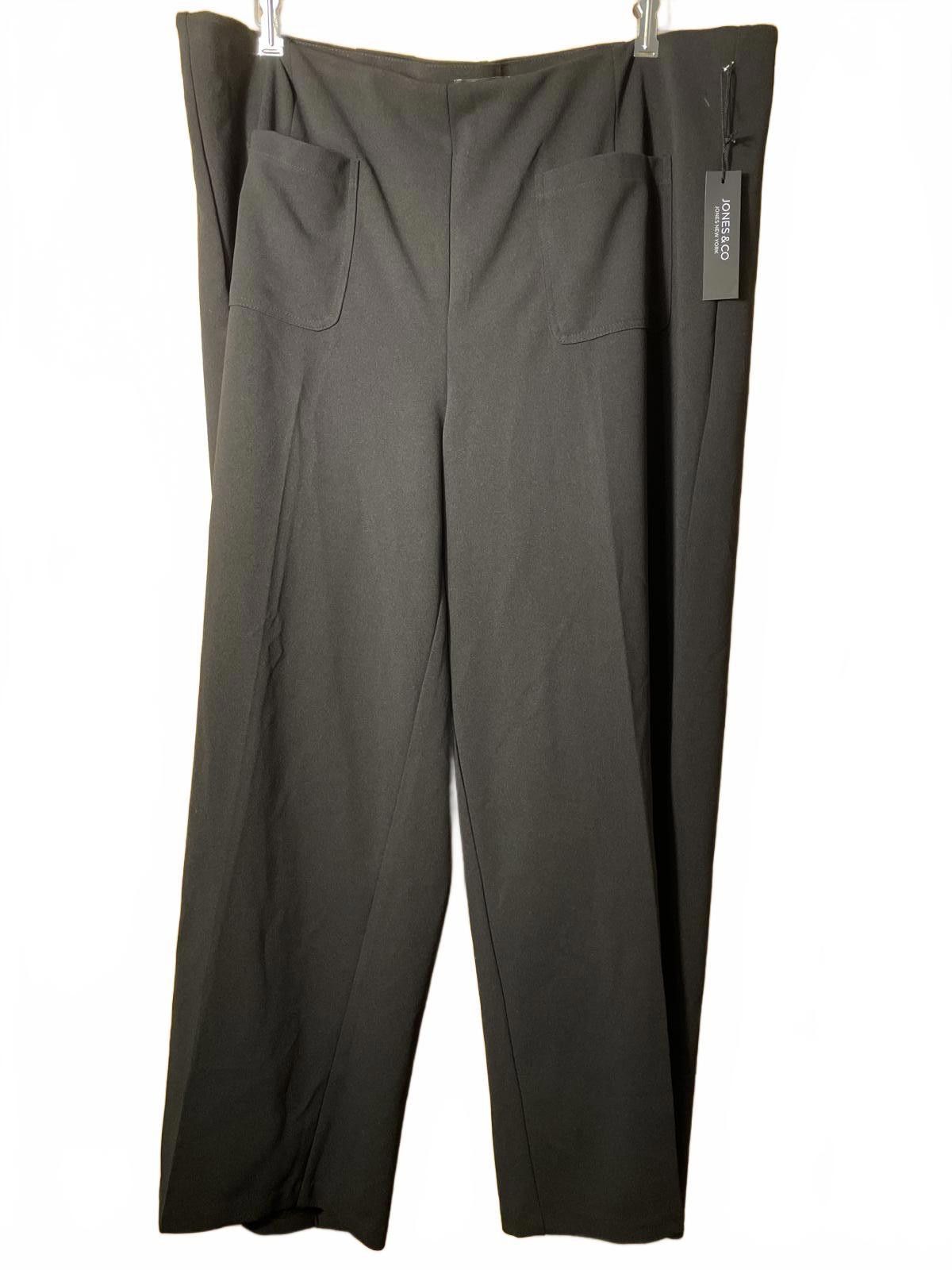Other Jones & Co Black Dress Pants Women's 3X Black Wide Leg NWT Size 42" / US 20 - 1 Thumbnail