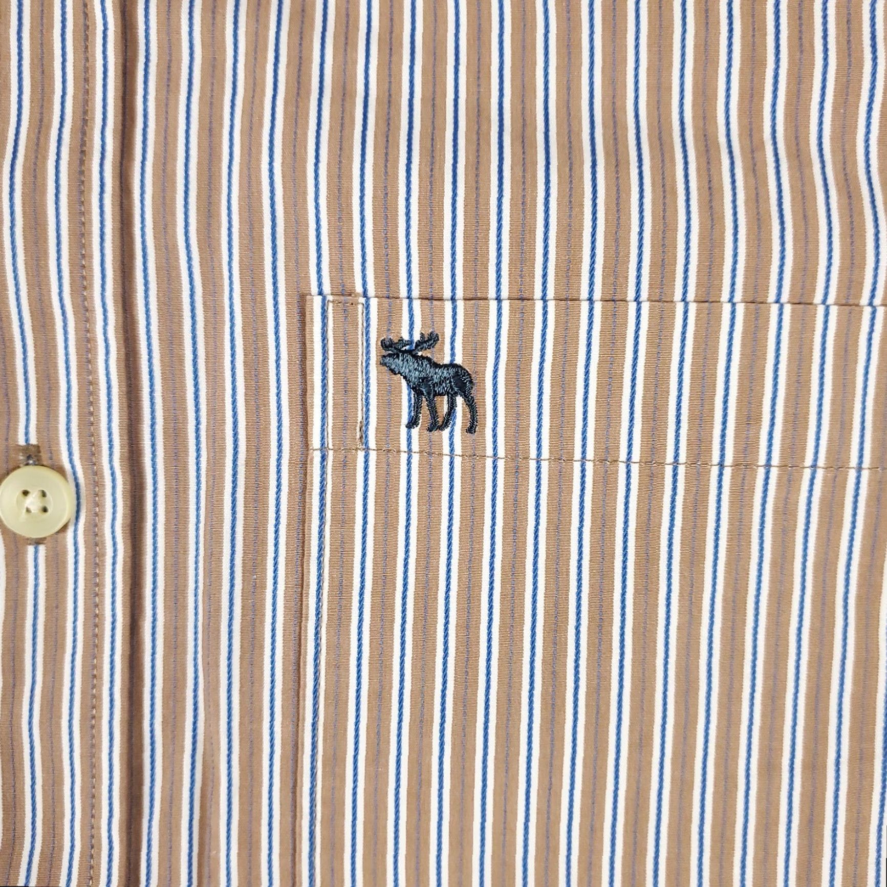 Abercrombie & Fitch Abercrombie & Fitch Shirt Mens XL Brown Striped Button-Up Long Sleeve | Button-Down Collar | Cotton Blend | Regular Fit | Men Size US XL / EU 56 / 4 - 2 Thumbnail