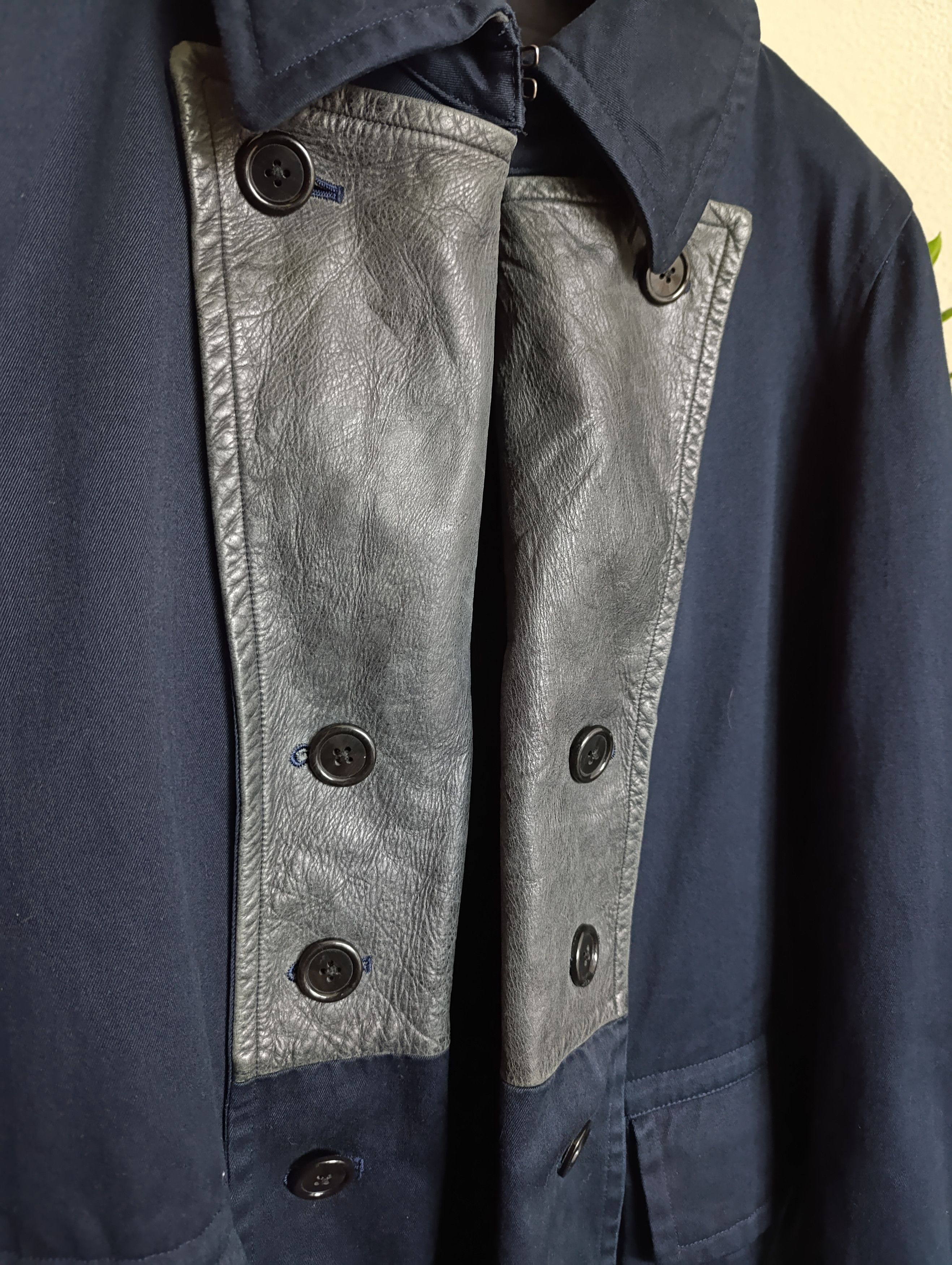 Yohji Yamamoto YOHJI YAMAMOTO Y'S MENS LEATHER SWITCHING COLOR DOUBLE COAT Size US XL / EU 56 / 4 - 7 Thumbnail