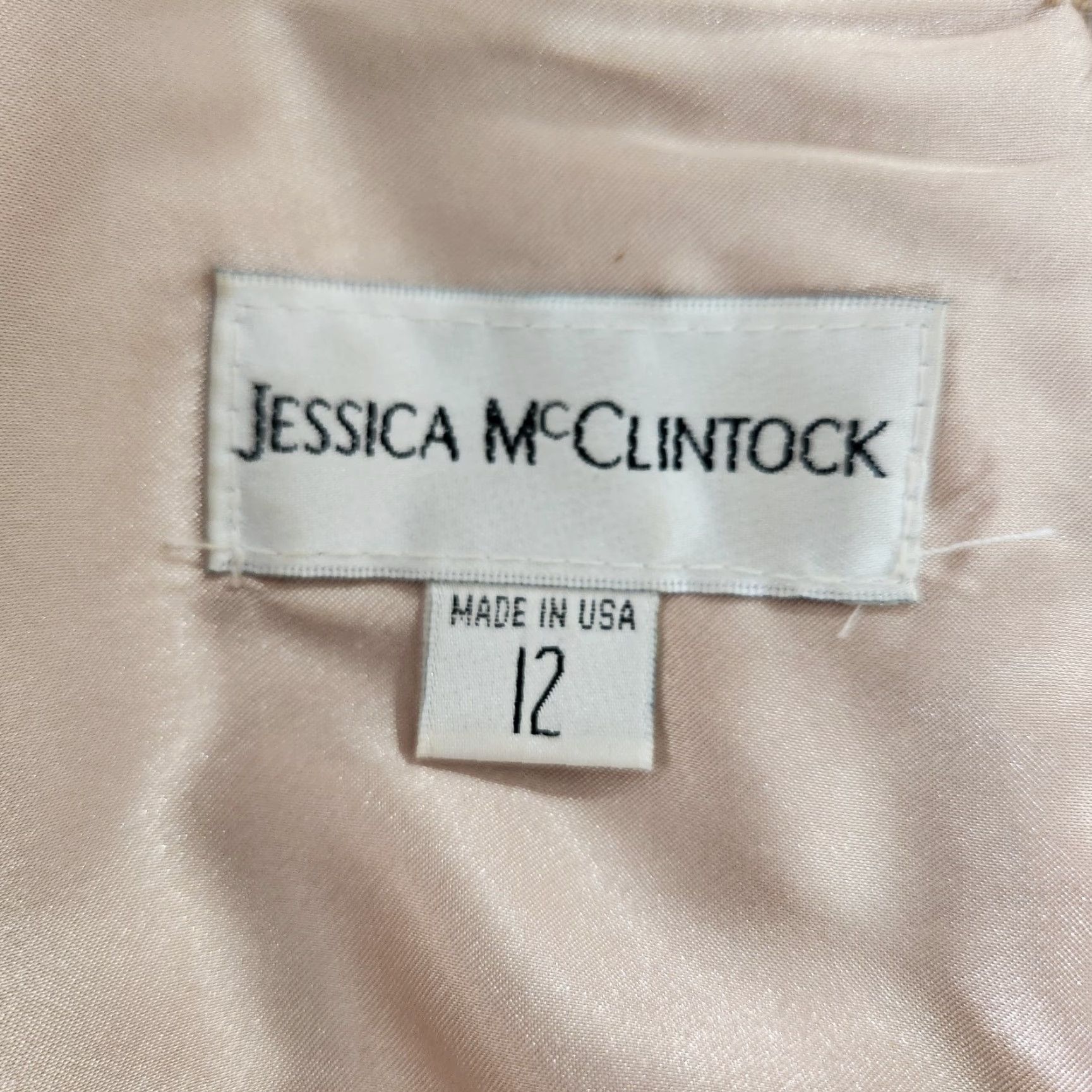 Jessica McClintock VINTAGE Jessica McClintock Champagne Satin Crochet Lace Overlay Evening Dress 12 Size XL / US 12-14 / IT 48-50 - 5 Thumbnail