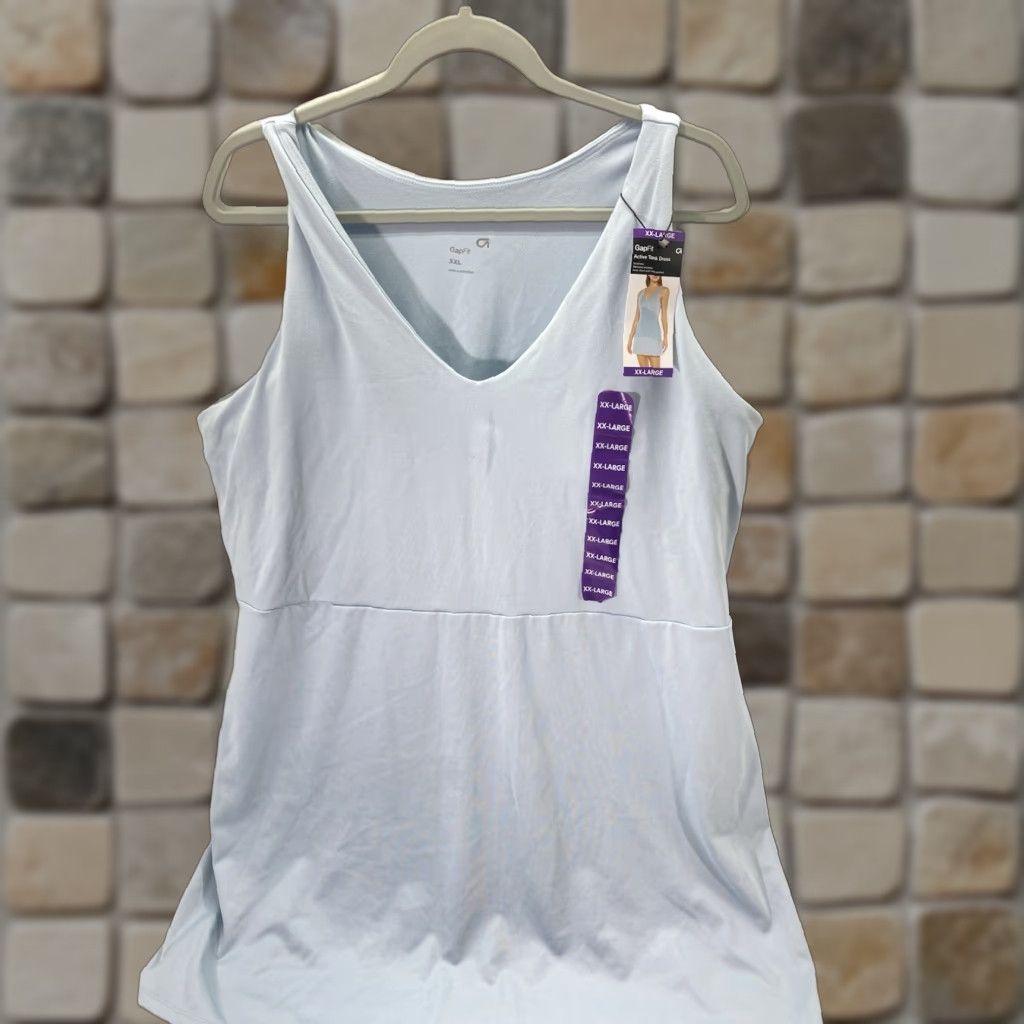 Gap GAP Fit Active Tank Dress Women 2XL Blue Stretch Shelf Bra Inner Shorts NWT Tank Dress Women 2XL Blue Stretch NWT Size 40" / US 18 - 1 Thumbnail