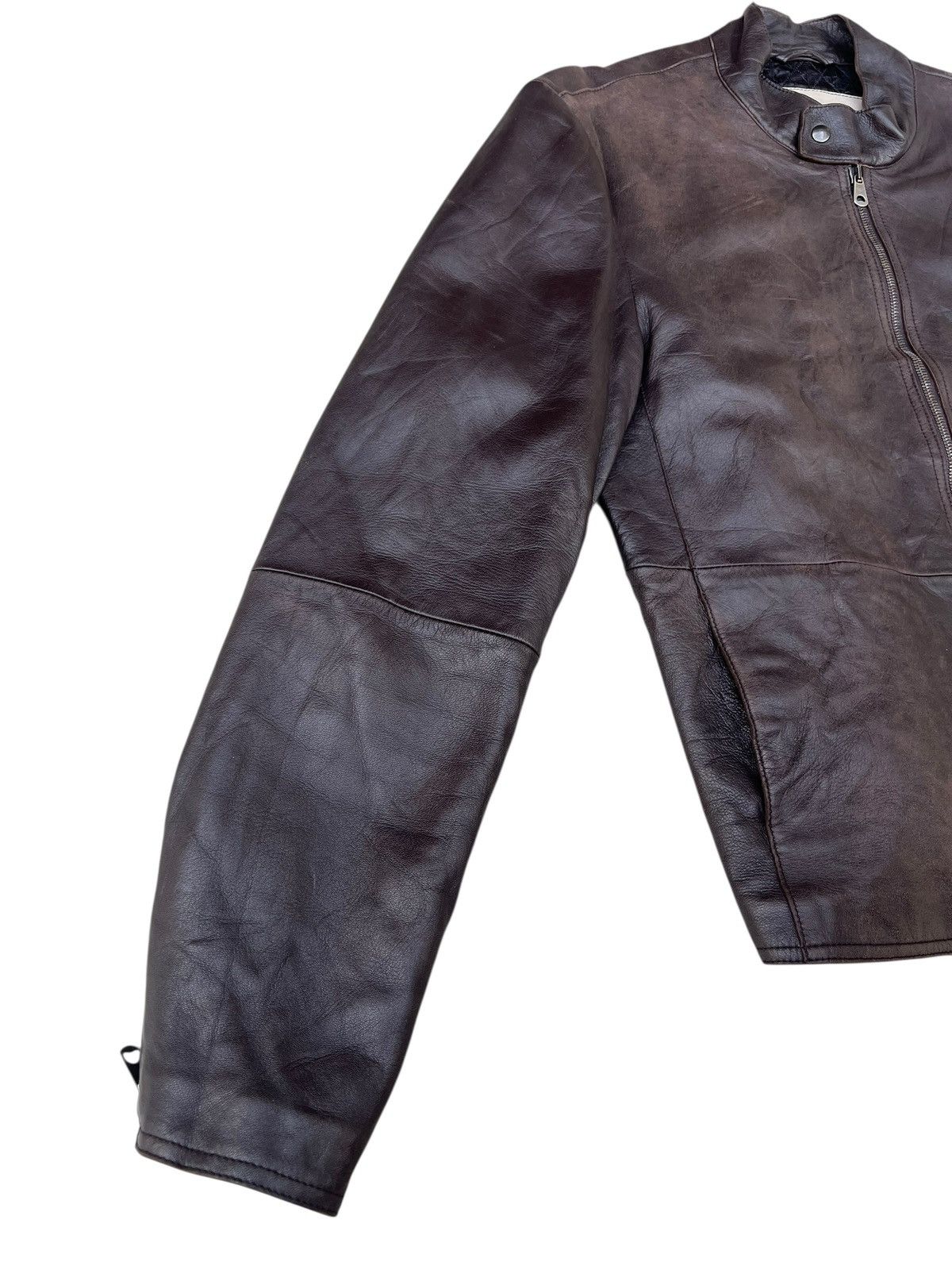 Emporio Armani Vintage Emporio Armani Faded Patina Leather Racer Jacket Size US M / EU 48-50 / 2 - 8 Thumbnail