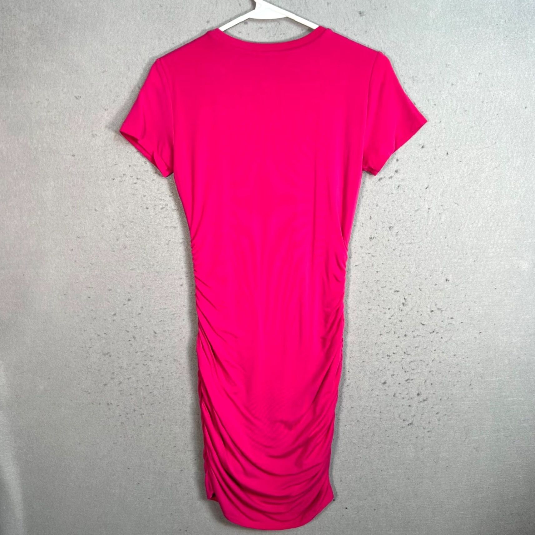 Vintage VINTAGE Babaton Shirt Dress Womens Small Midi Short Sleeve Pink Ruched Lyocell 90s Size S / US 4 / IT 40 - 2 Thumbnail