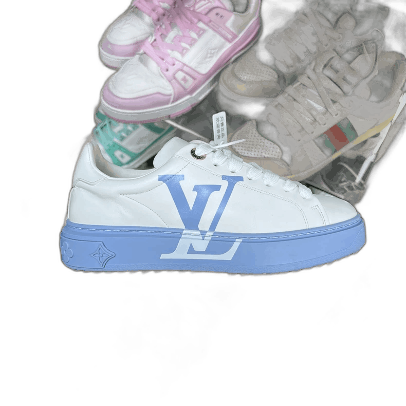 Louis Vuitton LV Time Out Sneakers in White and Blue Size US 5 / IT 35 - 1 Thumbnail