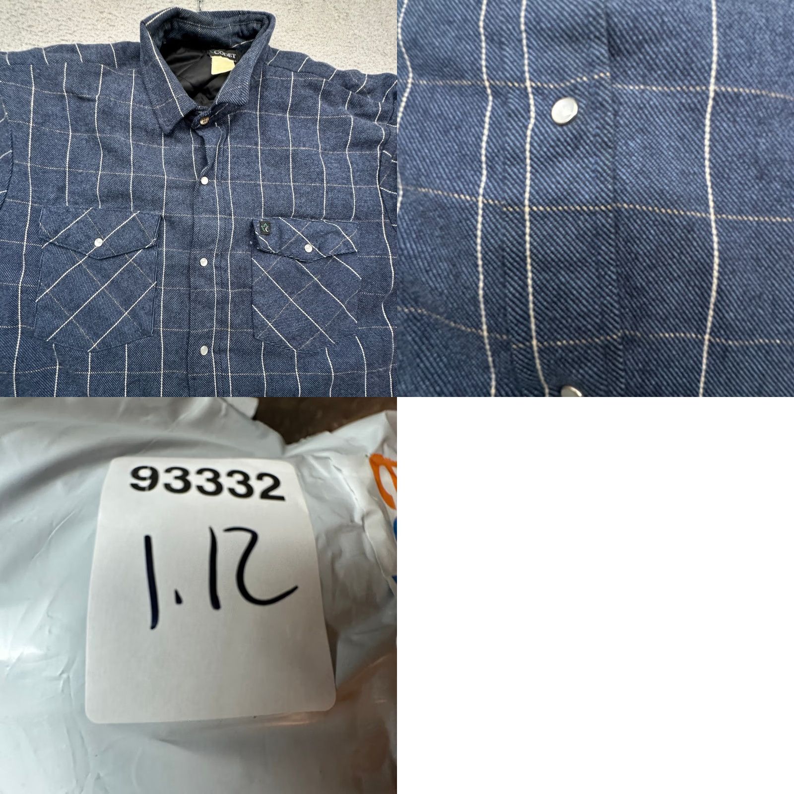 Vintage VINTAGE Codet Flannel Pearl Snap Plaid Quilt Lined Long Sleeve Shirt Men XL Navy Blue Size US XL / EU 56 / 4 - 8 Thumbnail