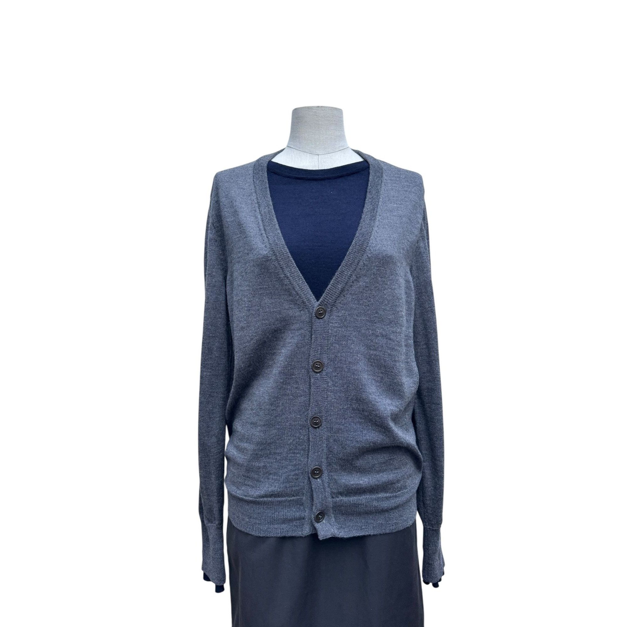 Maison Margiela Grey Wool Sweater with Layered Navy Insert Size US S / EU 44-46 / 1 - 4 Thumbnail