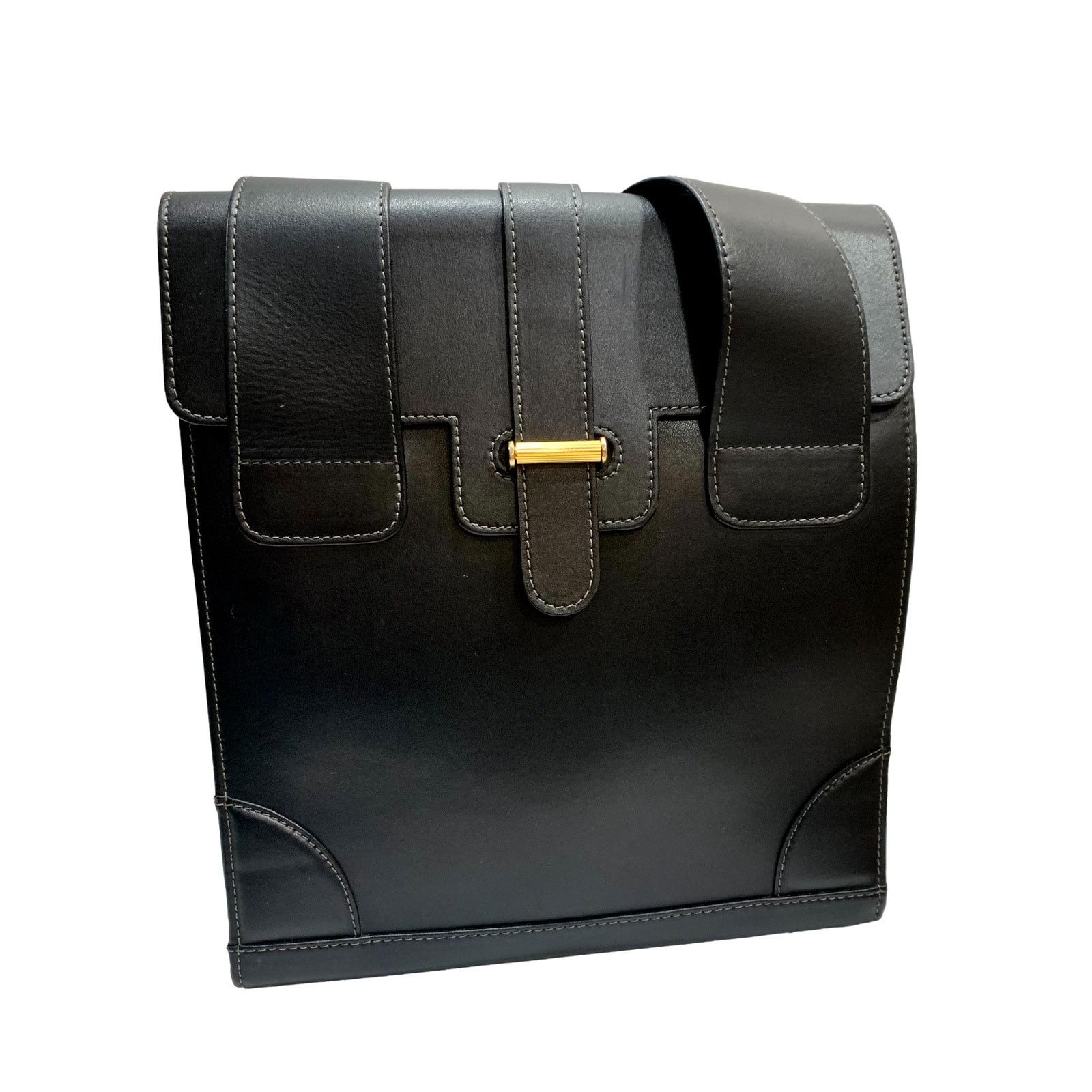 Genuine Leather × Vintage Vintage Silvani Italy Black Leather Structured Shoulder Bag Size ONE SIZE - 4 Thumbnail