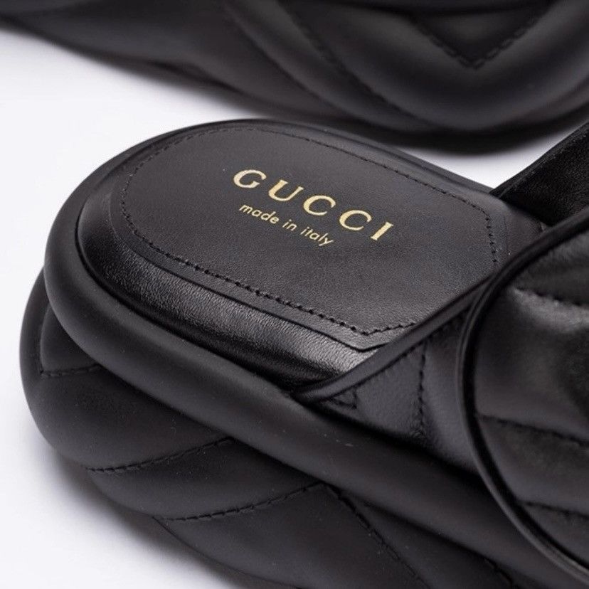 Gucci Marmont GG logo quilted leather slides sandals Size US 6 / IT 36 - 3 Thumbnail