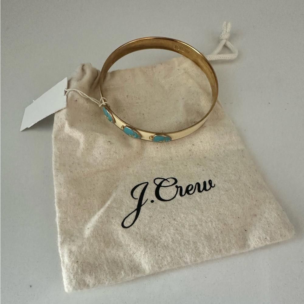J.Crew J. Crew Blue Fish and Ivory Enamel Gold Tone Bangle Bracelet Size ONE SIZE - 3 Thumbnail