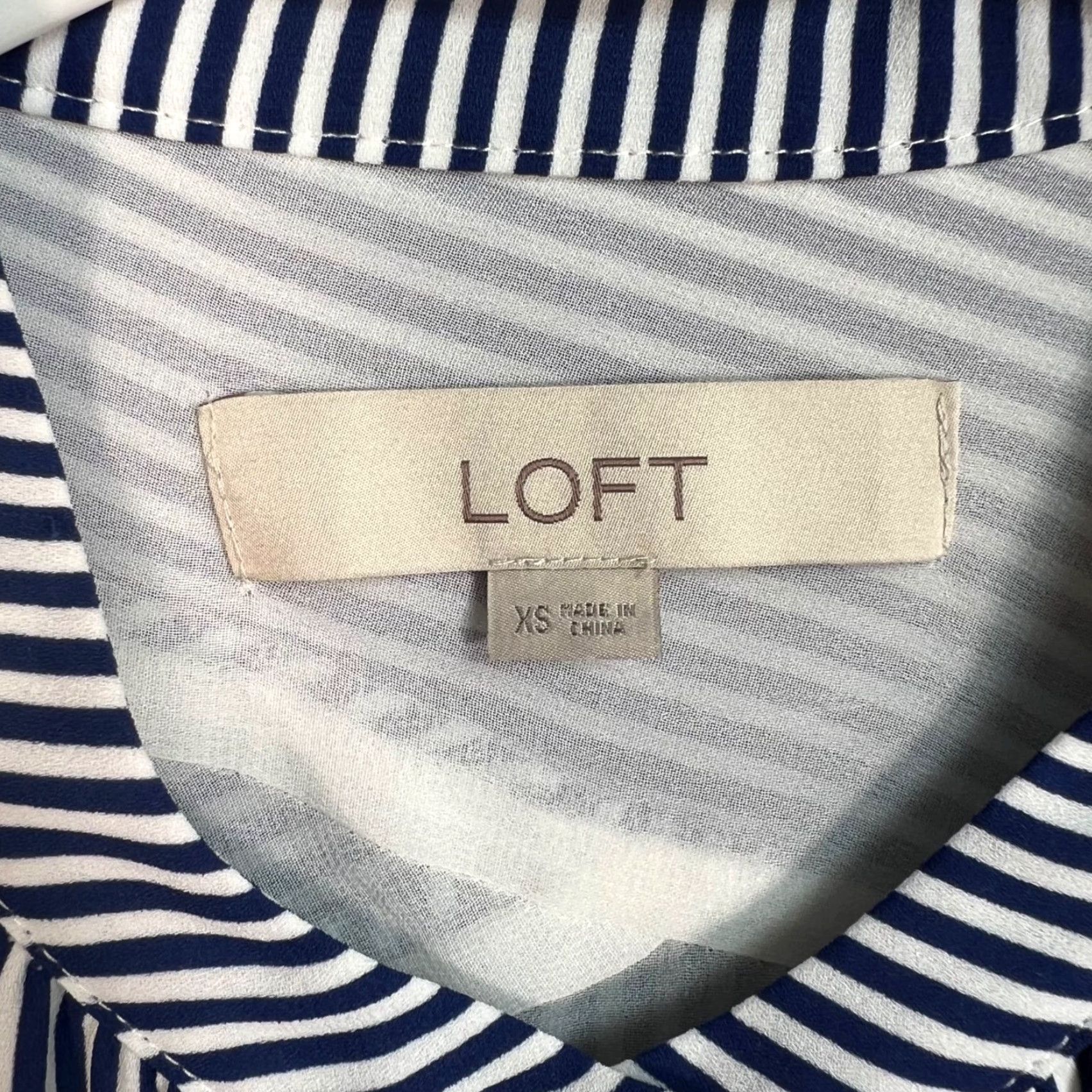Loft VINTAGE Loft Striped Blue & White Long Sleeve Shift Dress Womens XS Size Size XS / US 0-2 / IT 36-38 - 3 Thumbnail