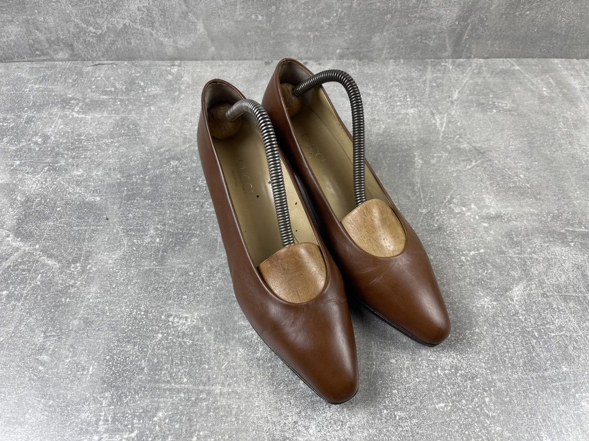 Gucci × Vintage Gucci Vintage Archives Leather Luxury Brown Heels Shoes Size US 8 / IT 38 - 3 Thumbnail