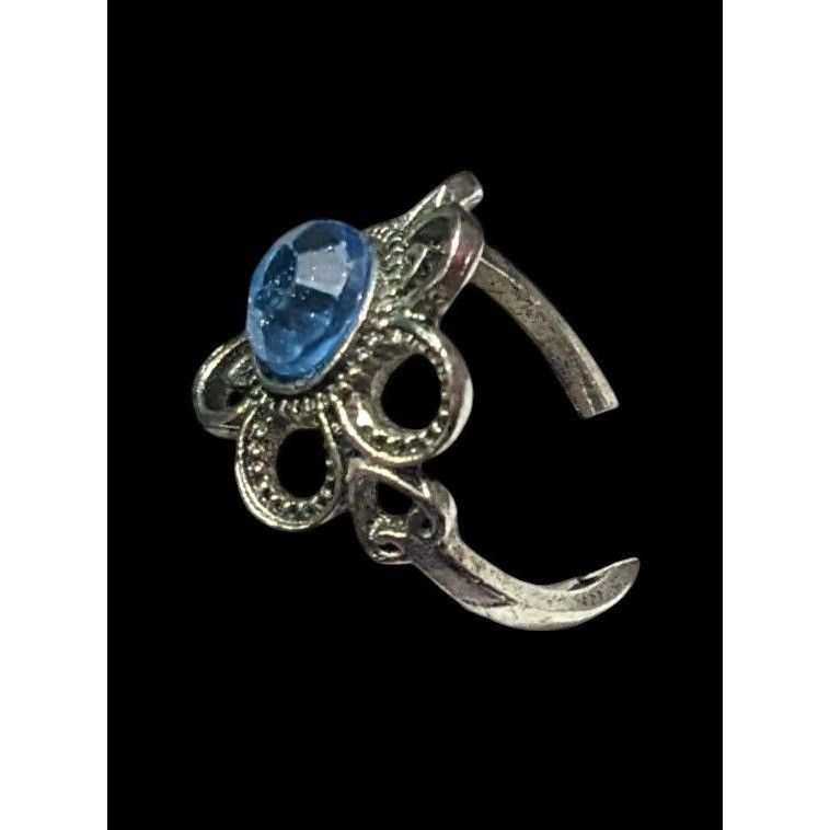 Other Floral Silver Tone Blue Gemmed Fashion Ring Size 6 Size ONE SIZE - 3 Thumbnail