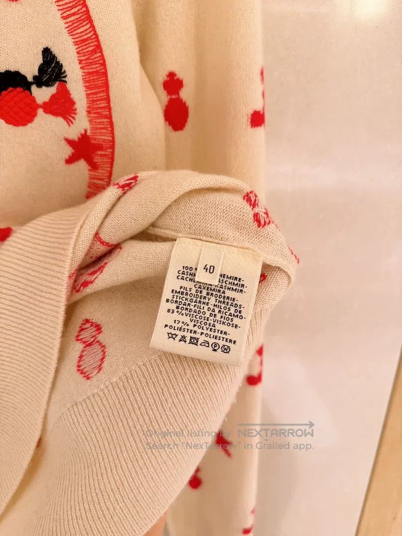 Hermes Hermes White and Red Embroidery Cashmere Sweater 40 Size F Size XS / US 0-2 / IT 36-38 - 9 Thumbnail