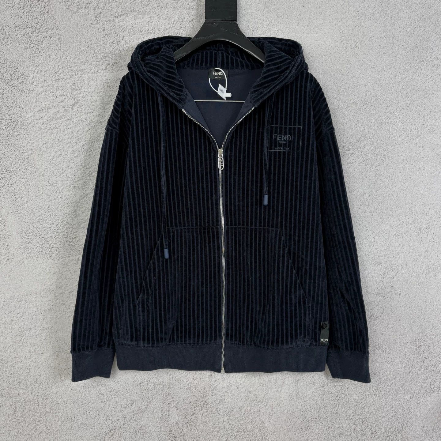 Fendi Fendi Black Corduroy Zip Hoodie Size XS / US 0-2 / IT 36-38 - 1 Thumbnail