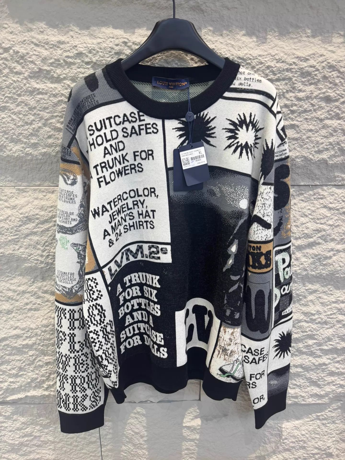 Louis Vuitton LV 24ss graffiti jacquard patchwork knit sweater unisex XL Size US XL / EU 56 / 4 - 1 Thumbnail