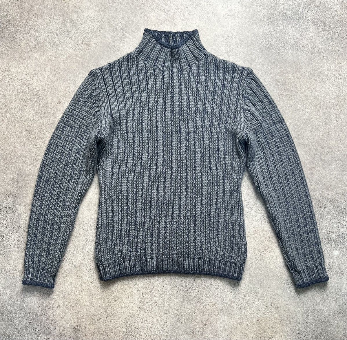 image of Brunello Cucinelli Vintage Knit Sweater in Gray Navy, Men's (Size Small)