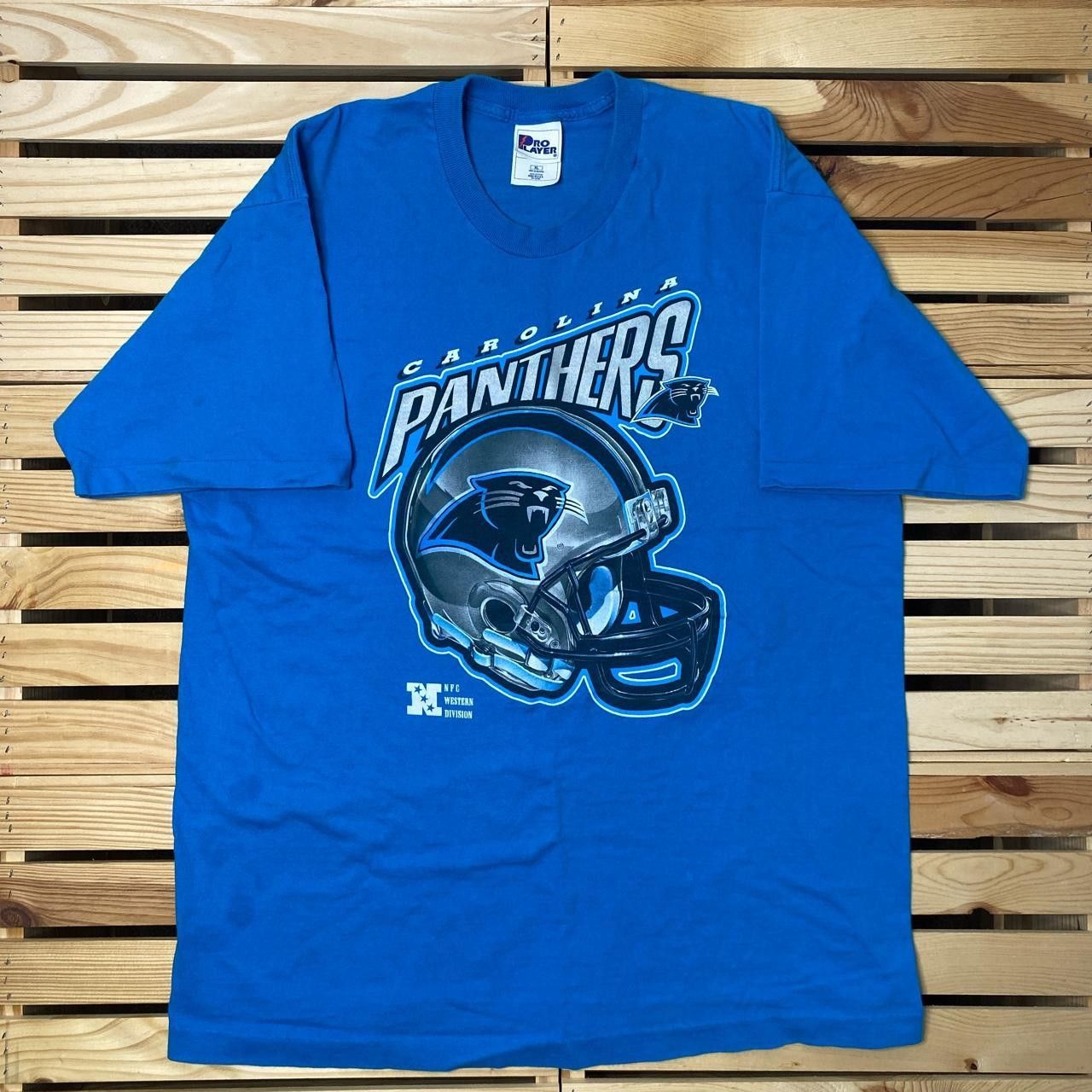 Vintage NFL Carolina Panthers Blue Football Tee Size XL