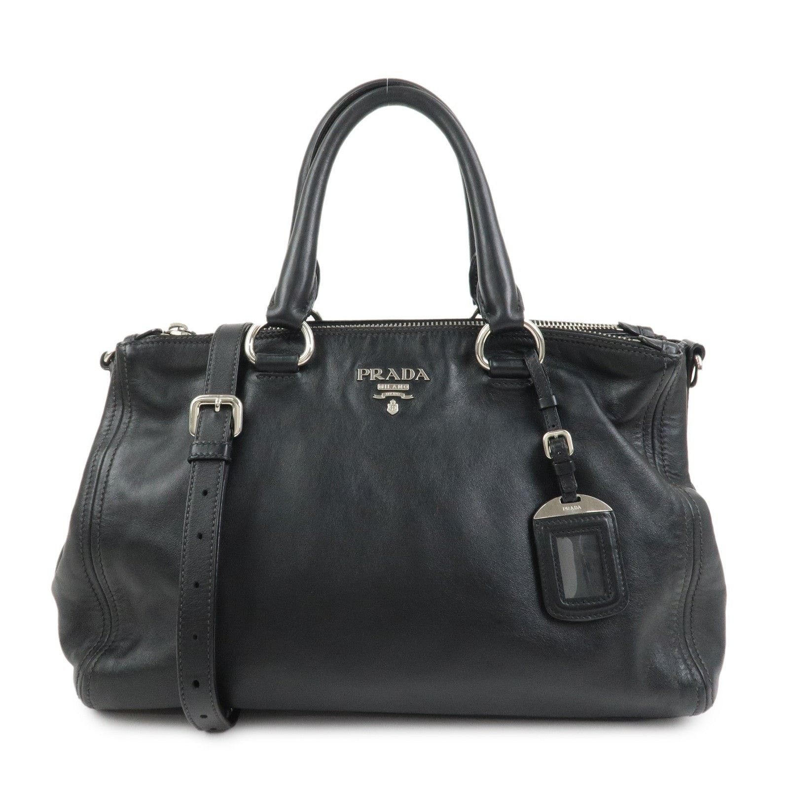 Prada Prada Logo Calfskin Satchel Black Size ONE SIZE - 1 Thumbnail