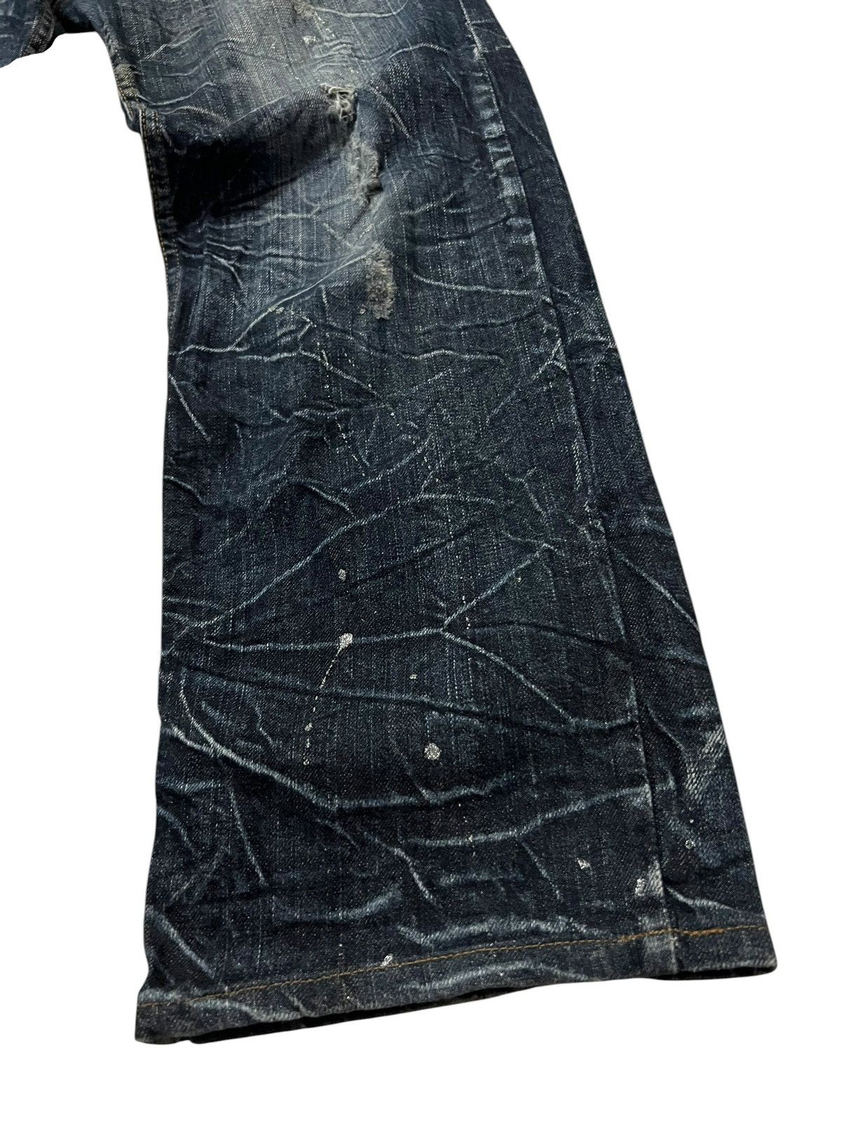 Japanese Brand 💥Double Waist💥Nylaus Clothing Distressed Clawmark Jean Size US 31 - 5 Thumbnail
