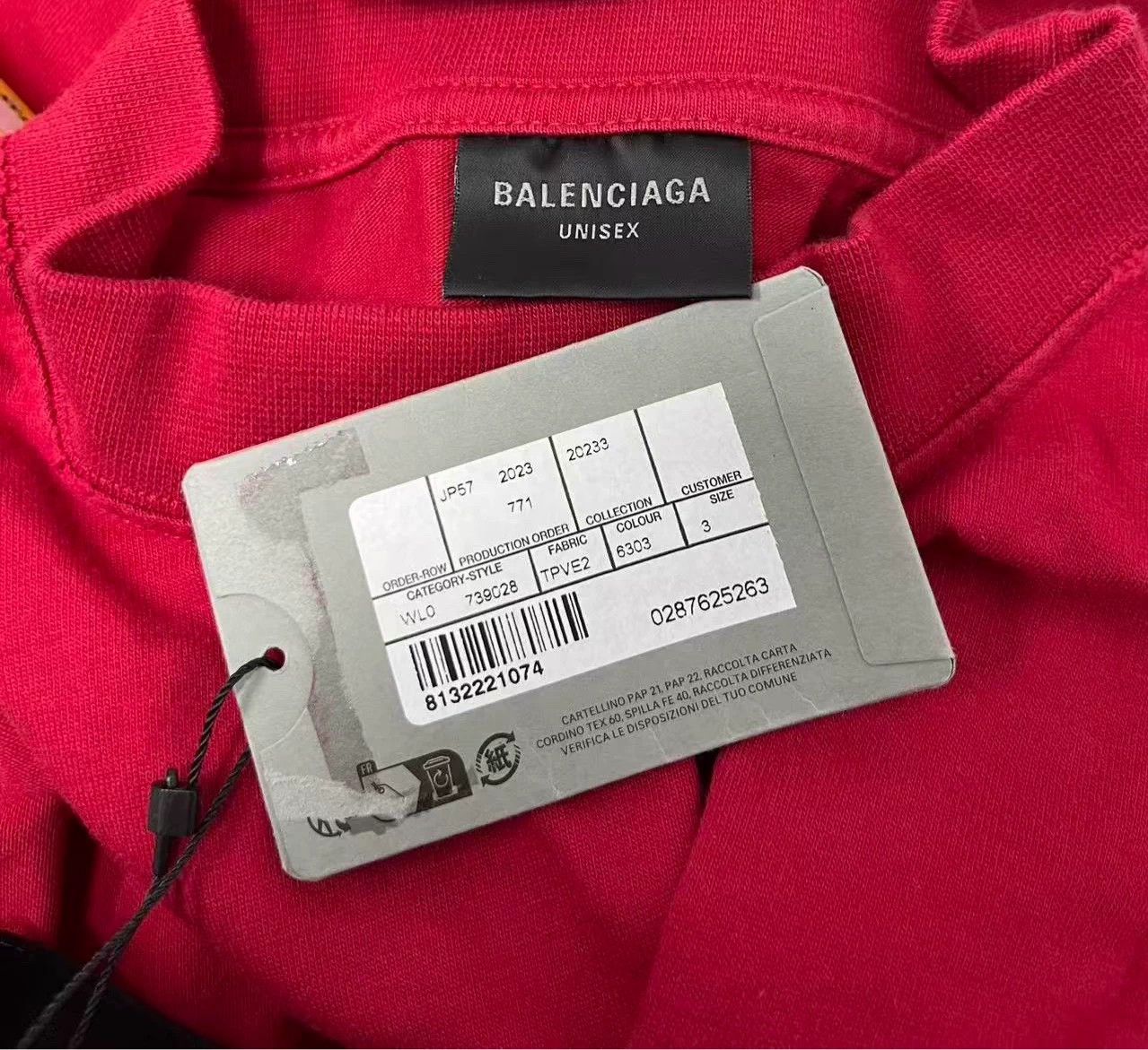 Balenciaga Balenciaga Logo Print Stand Collar SS Tee Men's Red 3 Size US L / EU 52-54 / 3 - 4 Thumbnail