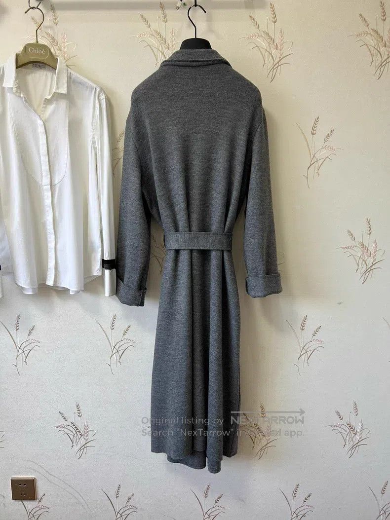 The Row The Row High-End Gray Belted Wool Coat Size L / US 10 / IT 46 - 3 Thumbnail