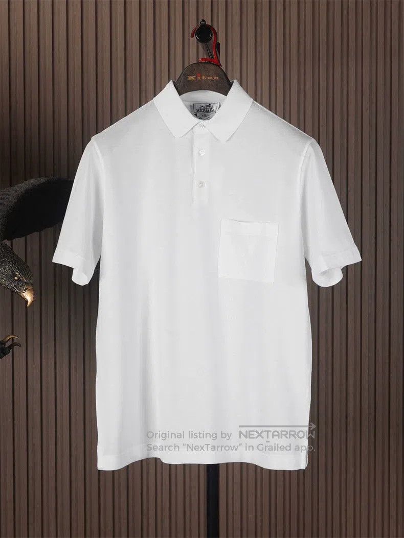 Hermes Hermes White Slim Fit Short Sleeve Polo Size US M / EU 48-50 / 2 - 1 Thumbnail