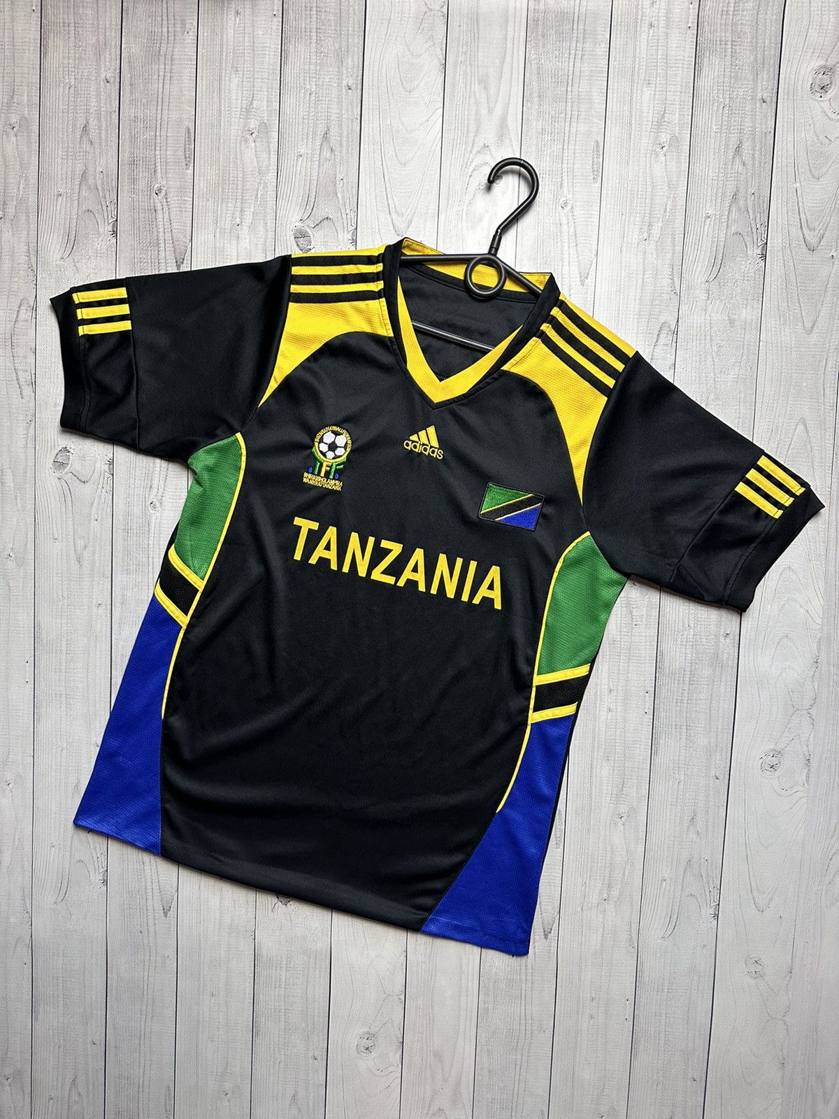 Vintage adidas Tanzania soccer jersey size M black rare