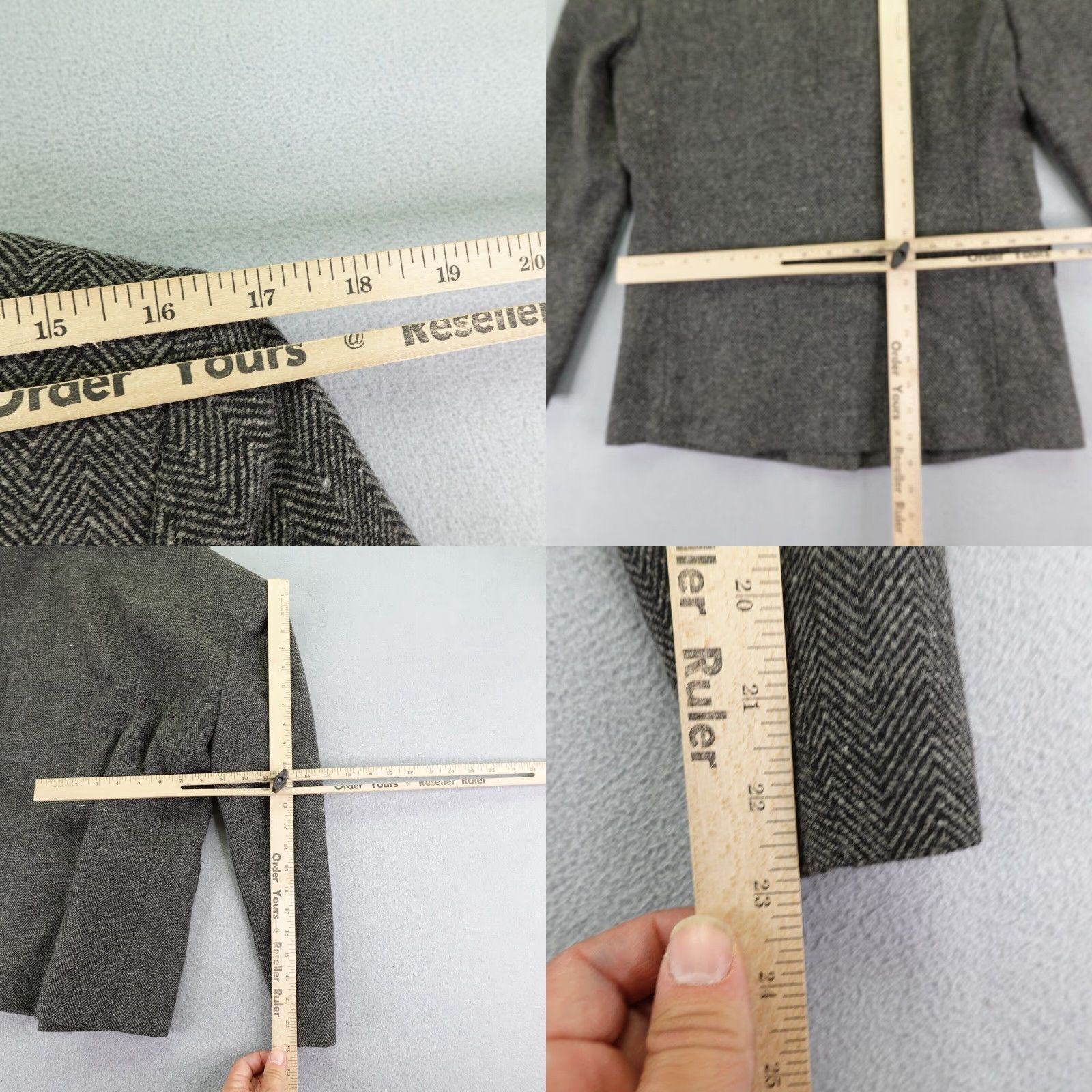 Sandro Sandro Jacket Blazer Womens 8 Gray Herringbone Wool Lined Button Up Overcoat Jacket Blazer Size M / US 6-8 / IT 42-44 - 8 Thumbnail
