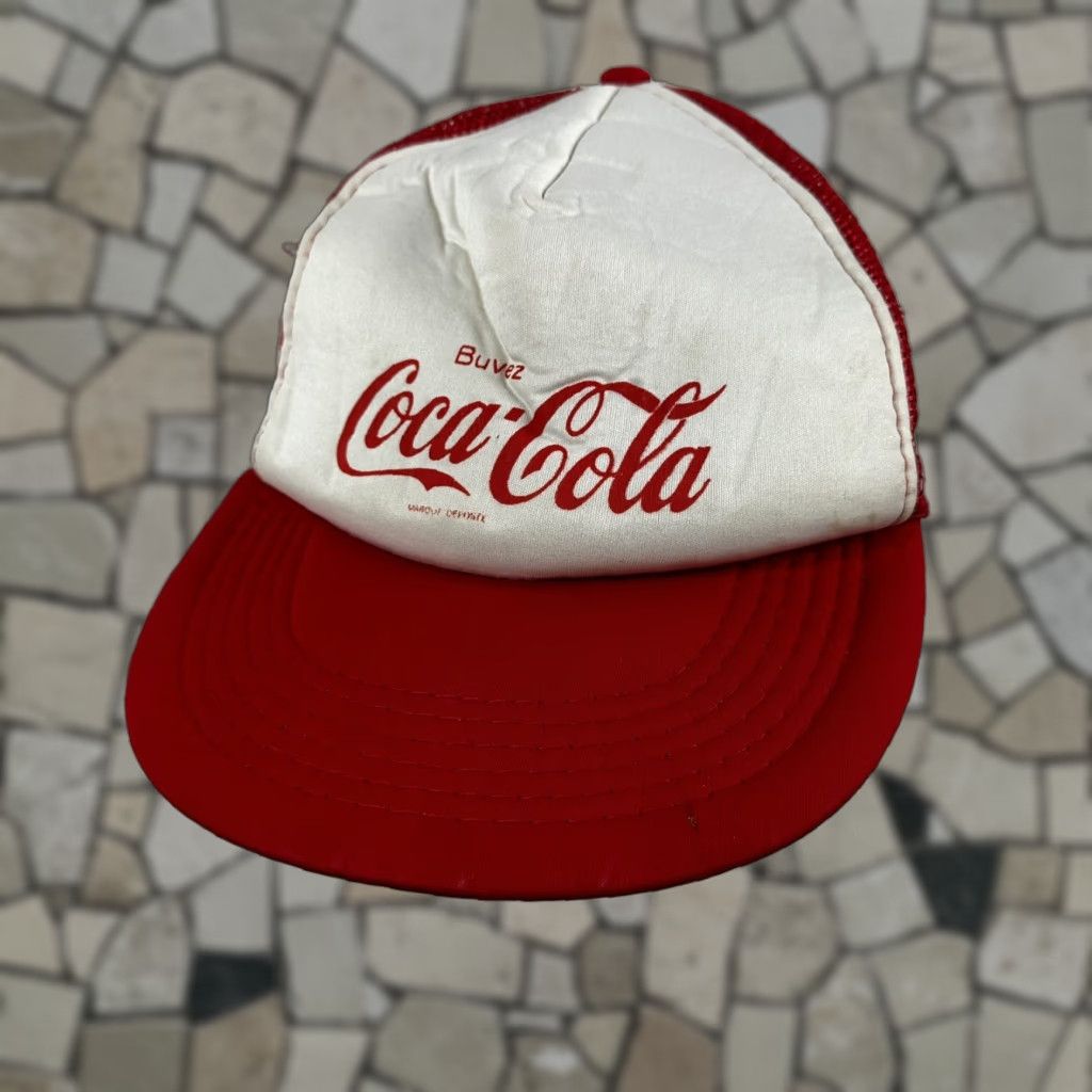 Vintage VINTAGE Coca Cola Hat Trucker Cap 1980s French S Size ONE SIZE - 1 Thumbnail