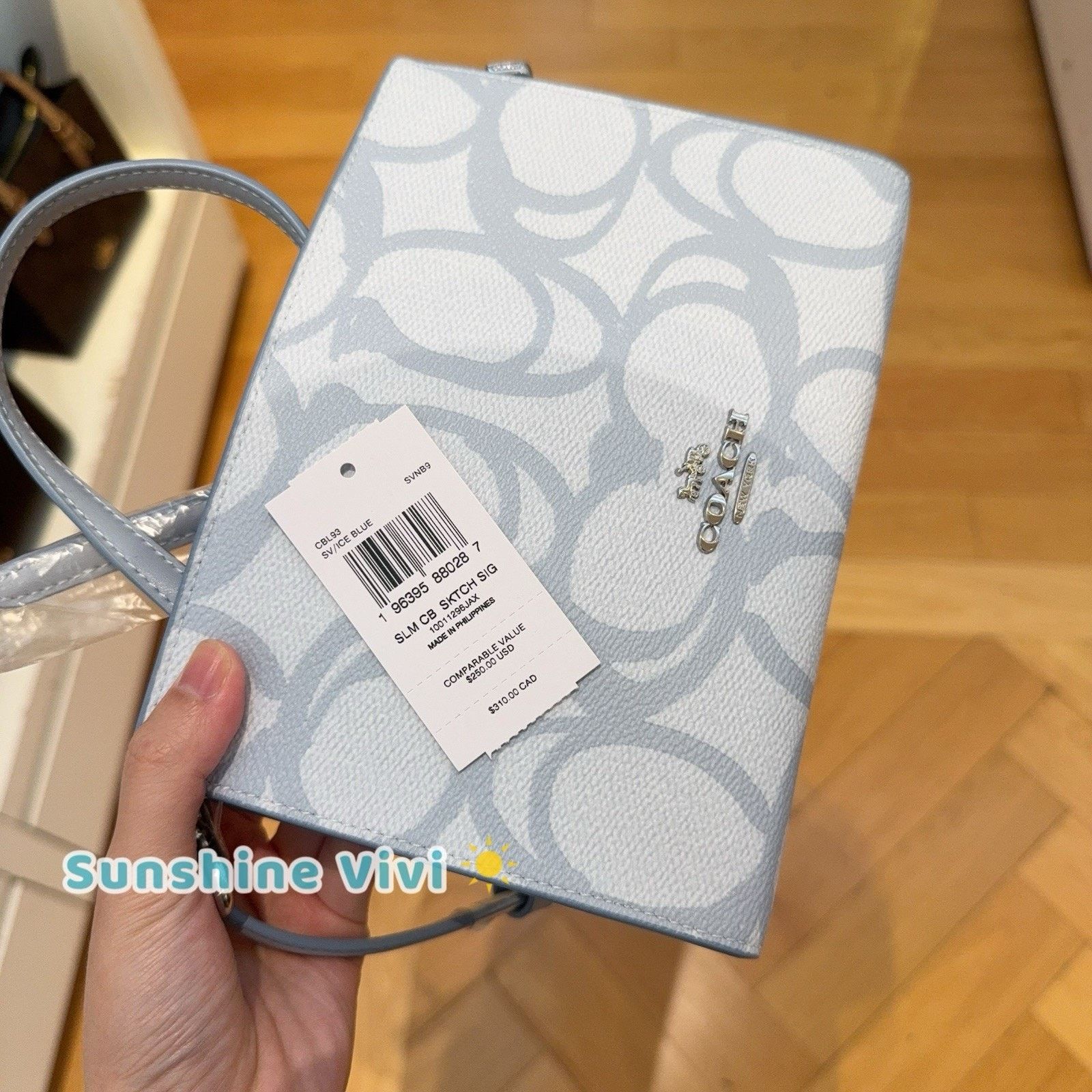 Coach NWT Coach Slim Crossbody Bag Canvas CBL93, Silver/Ice Blue Size ONE SIZE - 5 Thumbnail