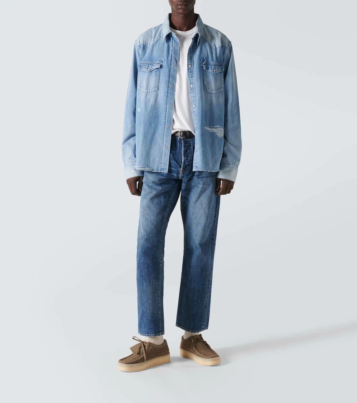 Visvim VISVIM 24SS Social Sculpture Distressed Denim Shirt Size US XL / EU 56 / 4 - 4 Thumbnail