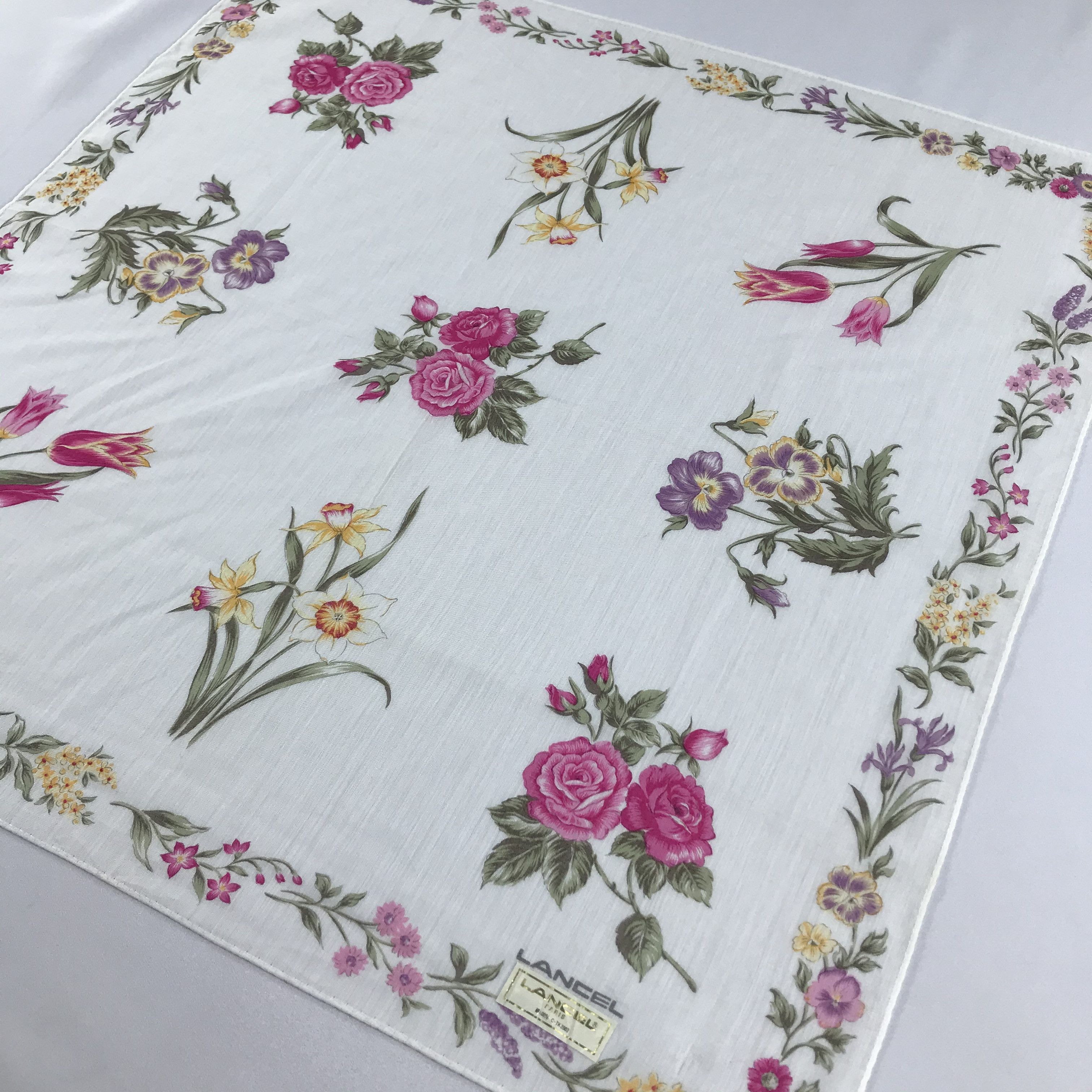 Lancel Lancel Floral Handkerchief Neckerchief Bandana H654 Size ONE SIZE - 4 Thumbnail
