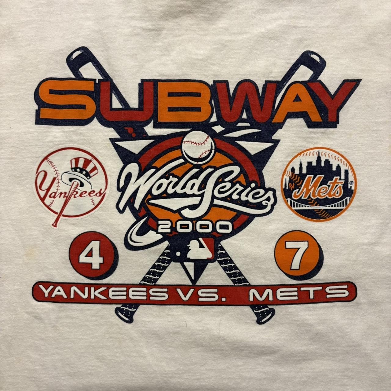 Vintage Crazy Vintage Y2K/2000s MLB White Yankees vs Mets World Series Subway Graphic Tee! Size US L / EU 52-54 / 3 - 2 Thumbnail