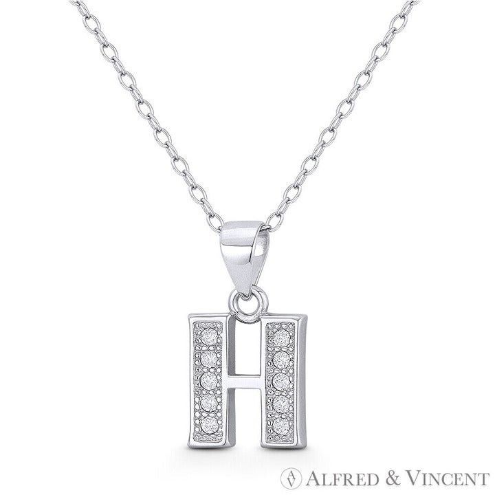 Other Initial Letter "H" Block Script CZ Crystal Pendant Size ONE SIZE - 1 Preview