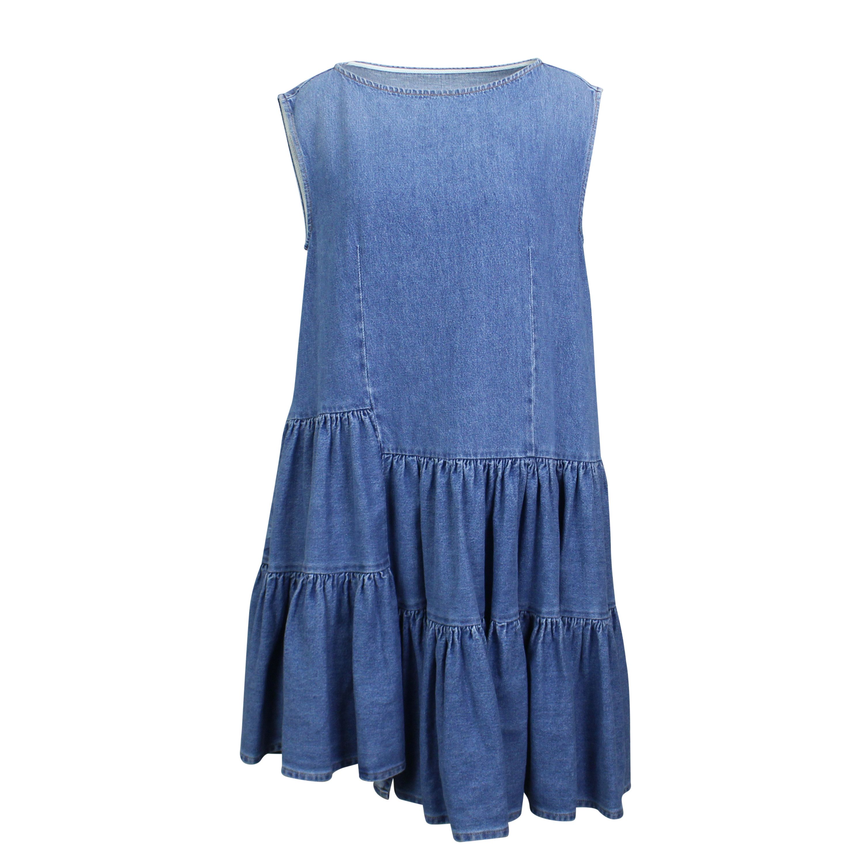 image of Maison Margiela Blue Denim Sleeveless Dress Size 4/40, Women's