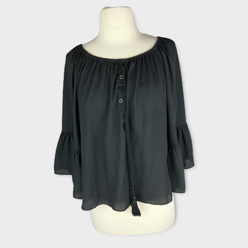 Vintage My Michelle | Vintage Y2K Black peasant top | Small Size S / US 4 / IT 40 - 1 Thumbnail