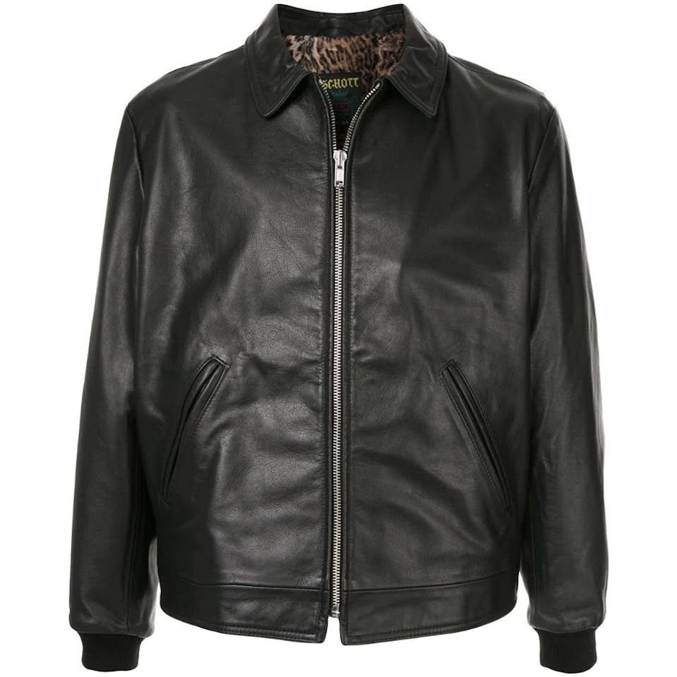 Schott × Supreme Schott Supreme Leopard Lined Leather Work Jacket