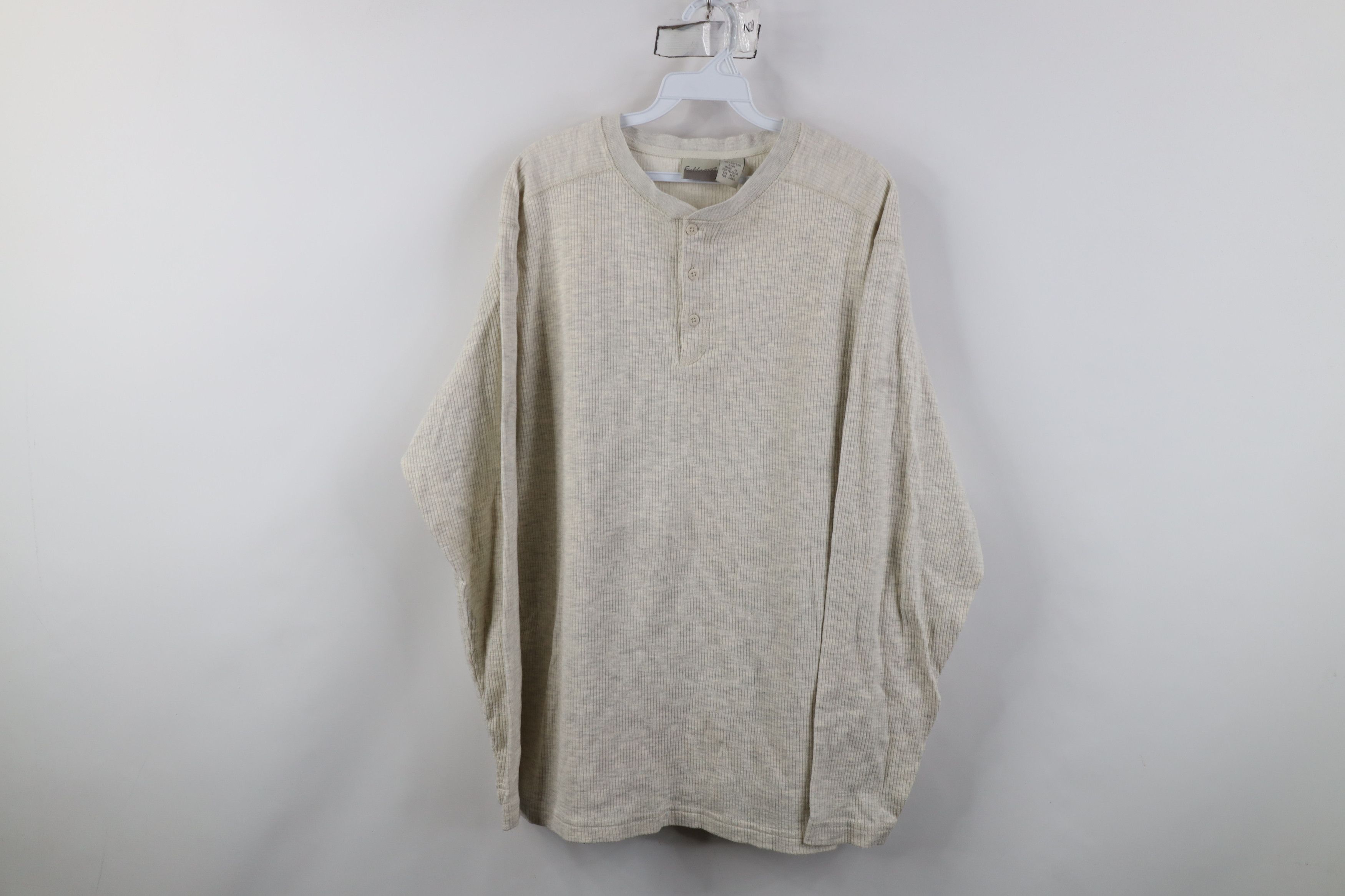 Vintage Vintage 90s Streetwear Ribbed Long Sleeve Henley T-Shirt Size US L / EU 52-54 / 3 - 1 Thumbnail
