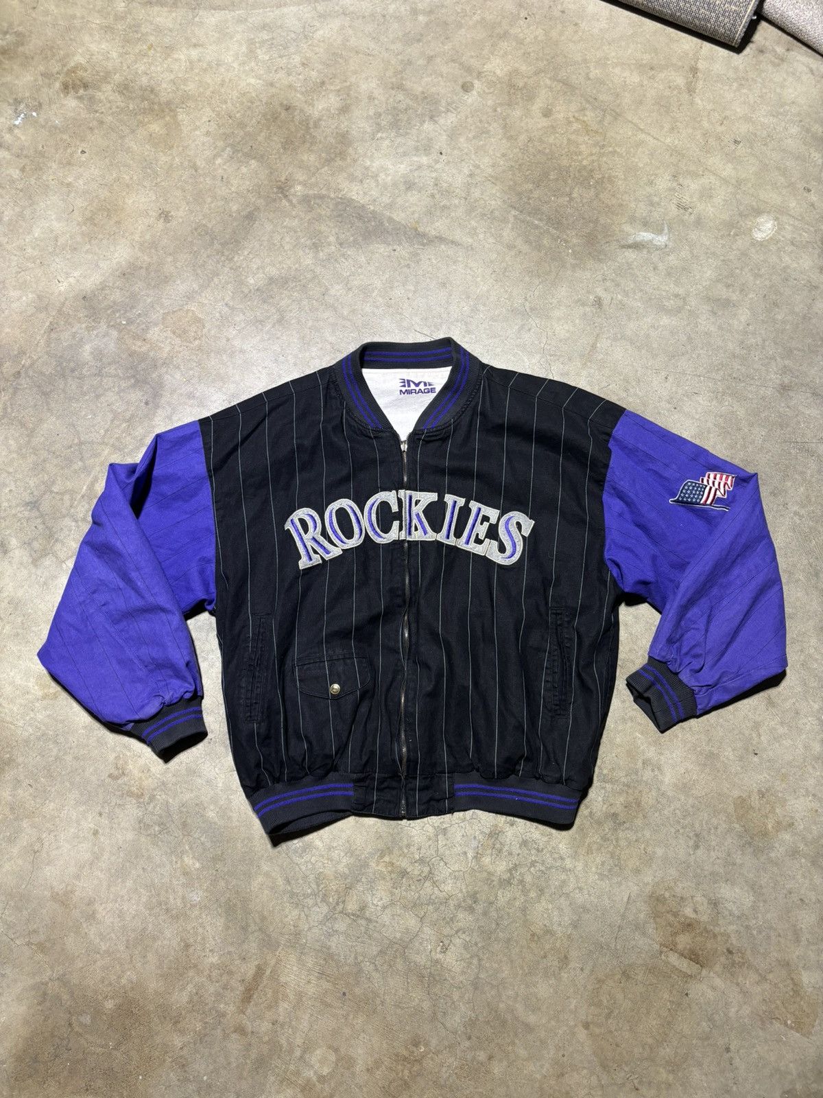 image of Mlb x Vintage Rockies Reversible Bomber Jacket in Black, Men's (Size XL)