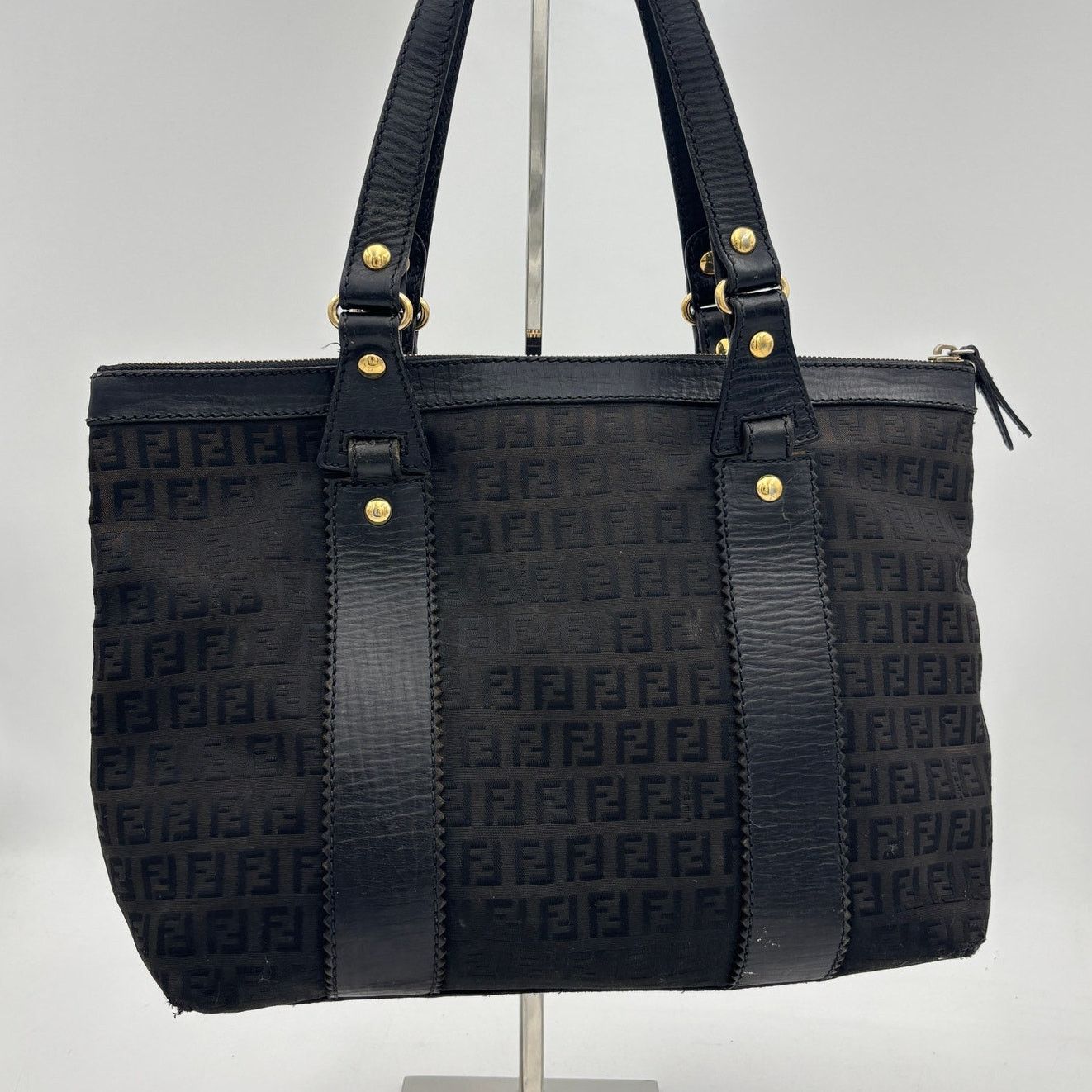 Fendi Vintage Fendi Tote Bag Zucchino Zucca Canvas Leather Women's Size ONE SIZE - 5 Thumbnail