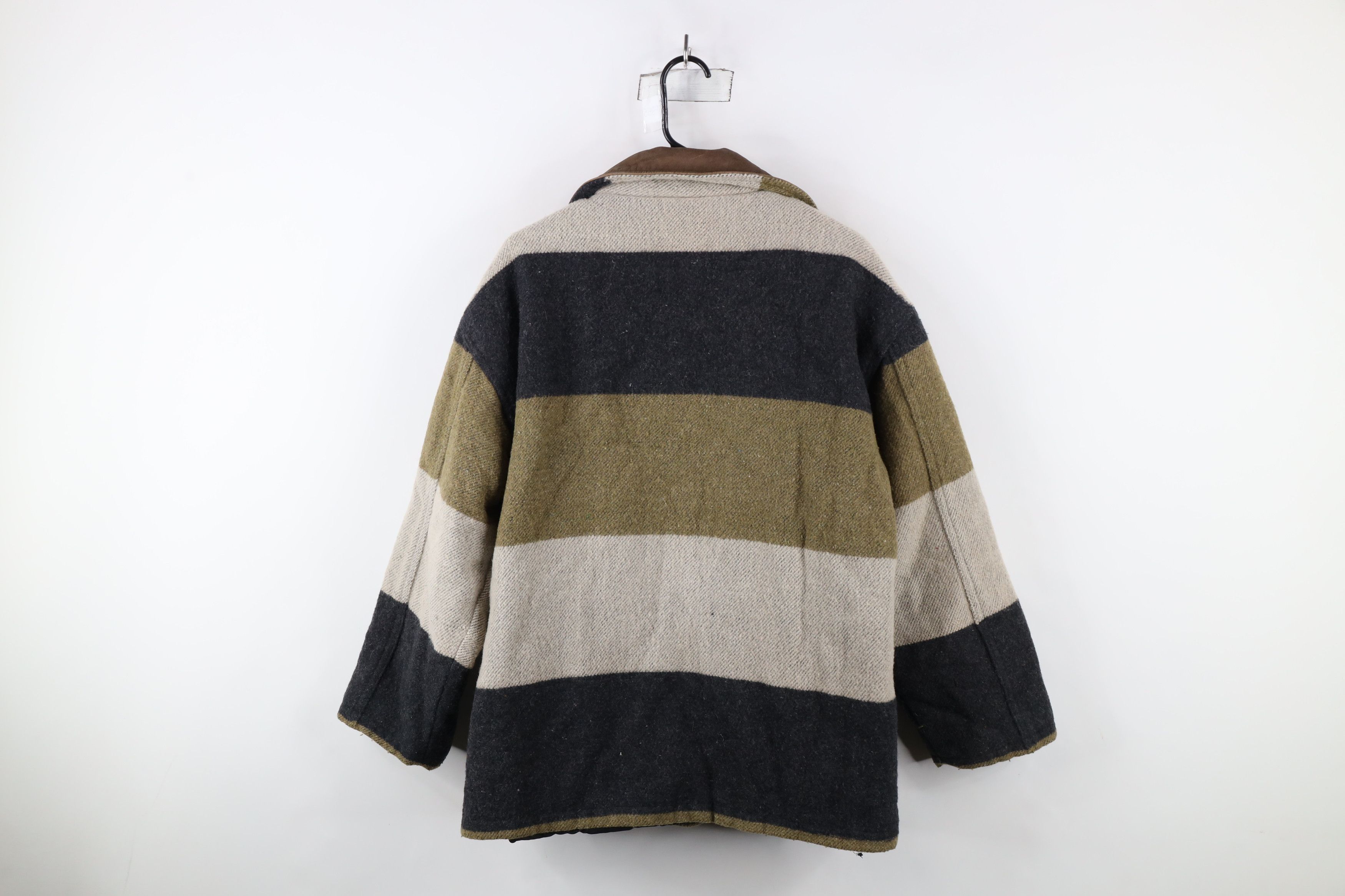 Vintage Vintage 90s Streetwear Wool Tweed Leather Collar Jacket Size US S / EU 44-46 / 1 - 16 Thumbnail