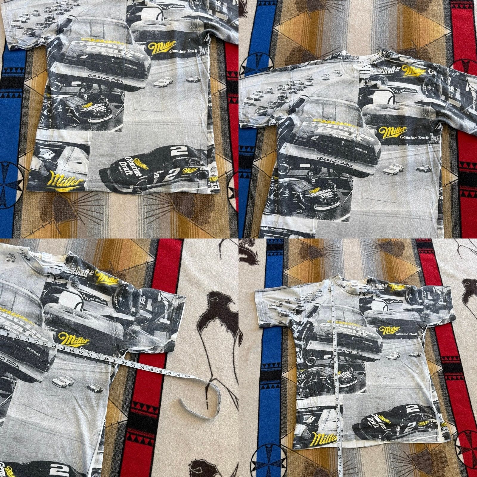 Fruit Of The Loom VINTAGE Miller Lite Nascar All Over Print T-Shirt Gray L Mens 90s Cars Racing Sports Short Sleeve Size US L / EU 52-54 / 3 - 8 Thumbnail