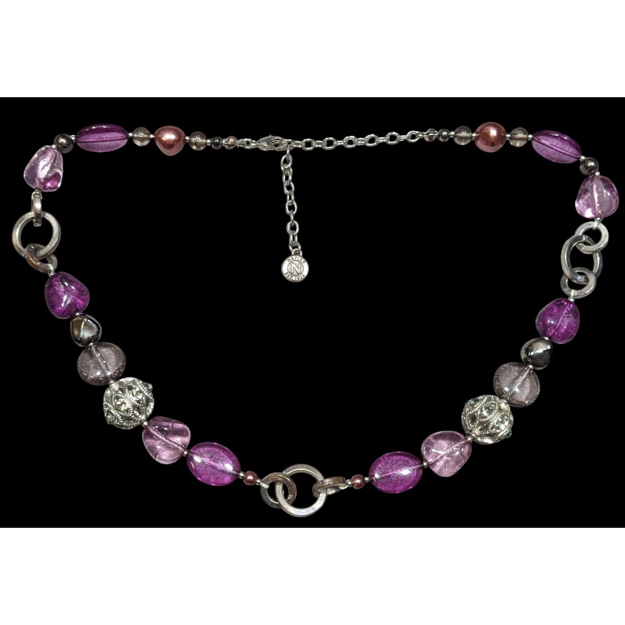 Other Vintage Napier Fairycore Purple And Silver Tone Necklace Size ONE SIZE - 1 Thumbnail