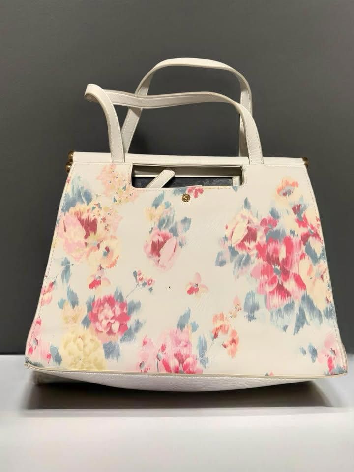 Lauren Conrad LC Lauren Conrad Floral Print White Handbag w Shoulder Strap Size ONE SIZE - 1 Thumbnail