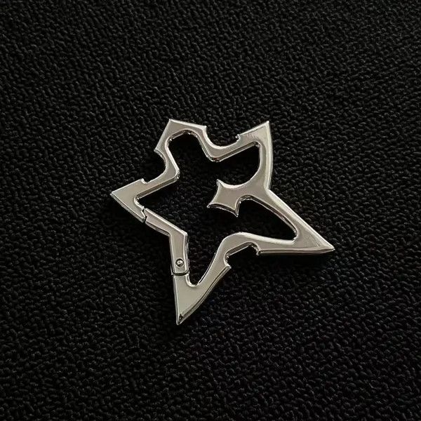 Jewelry Silver Star Shaped Metal Carabiner Keychain Accessory Size ONE SIZE - 2 Thumbnail