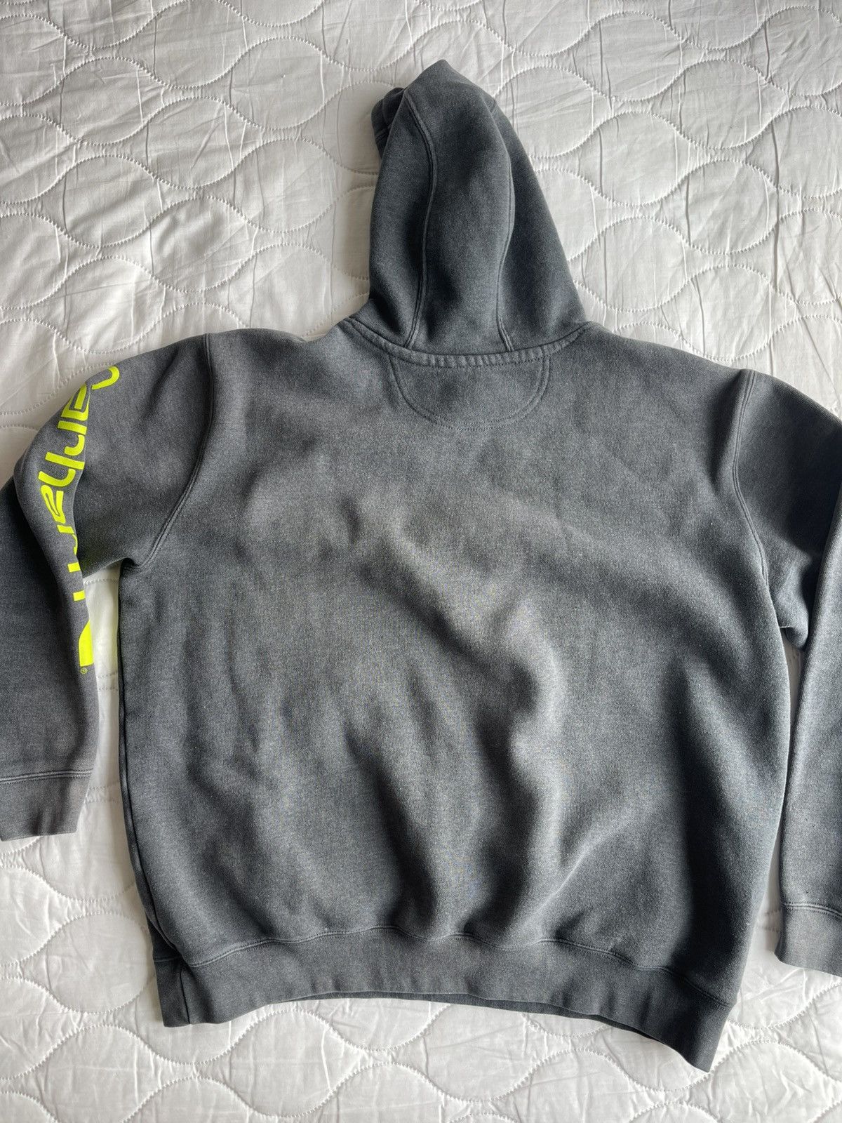 Carhartt Carhart Gray hoodie with neon green sleeve lettering Size US XL / EU 56 / 4 - 5 Thumbnail