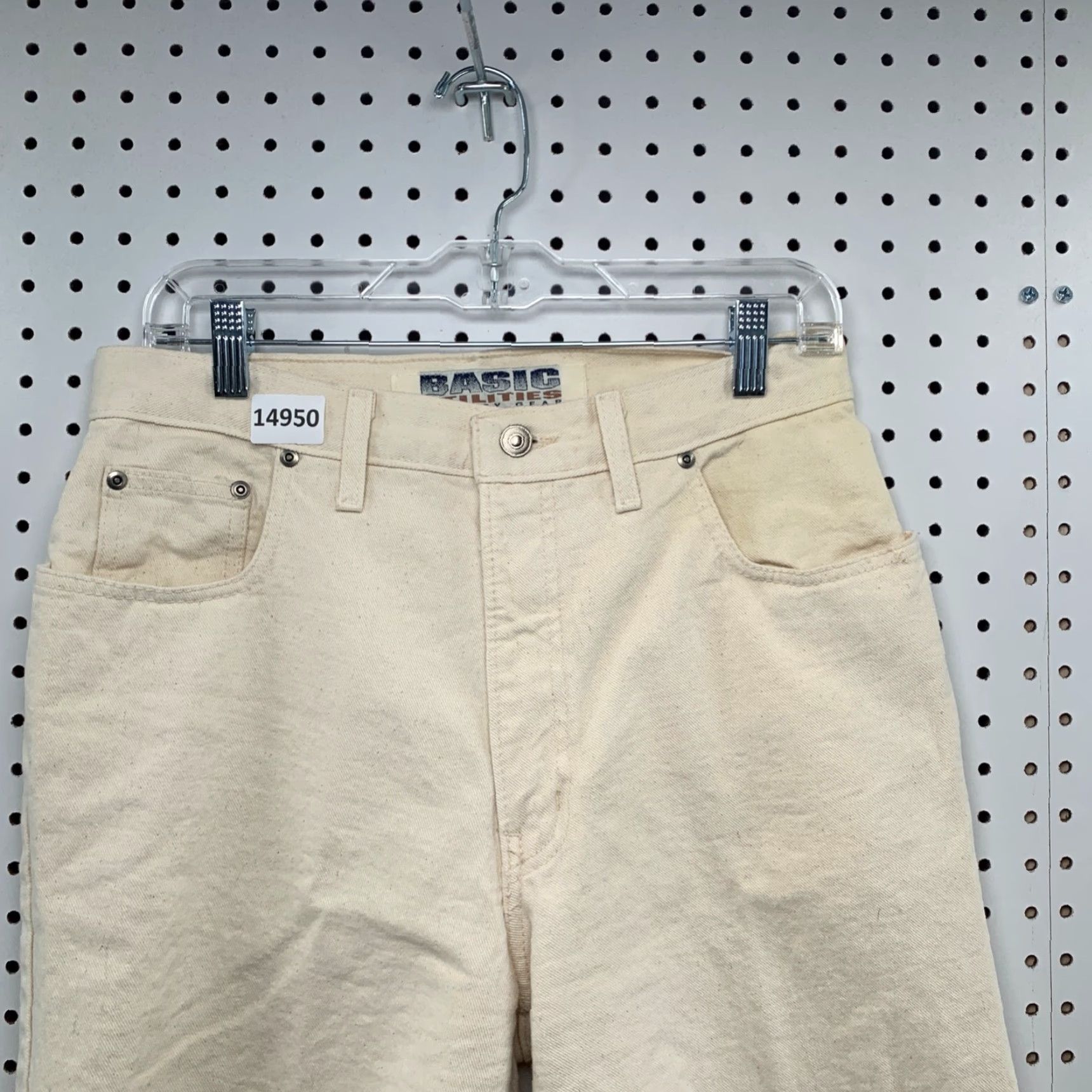 Denime VINTAGE Basic Utilities Denim Shorts Mens 32 Beige Inseam 11 30 in Waist Flat Front Pockets Regular Fit Summer Mens Beige Denim Shorts Size US 32 / EU 48 - 5 Thumbnail