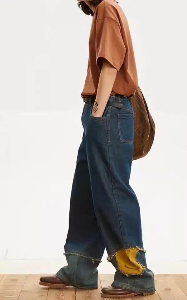 VIBE Straight-leg loose jeans with retro patchwork design Size US 32 / EU 48 - 3 Thumbnail