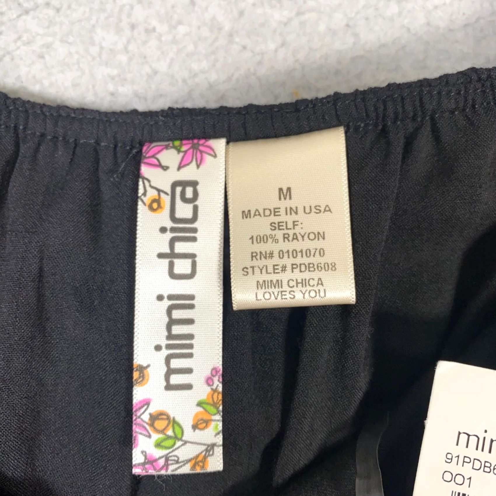 Vintage Mimi Chica Womens Romper Shirt One-Piece Strapless Pocket Smocked Ruffle Y2K Black Medium Size 32" / US 10 / IT 46 - 3 Thumbnail
